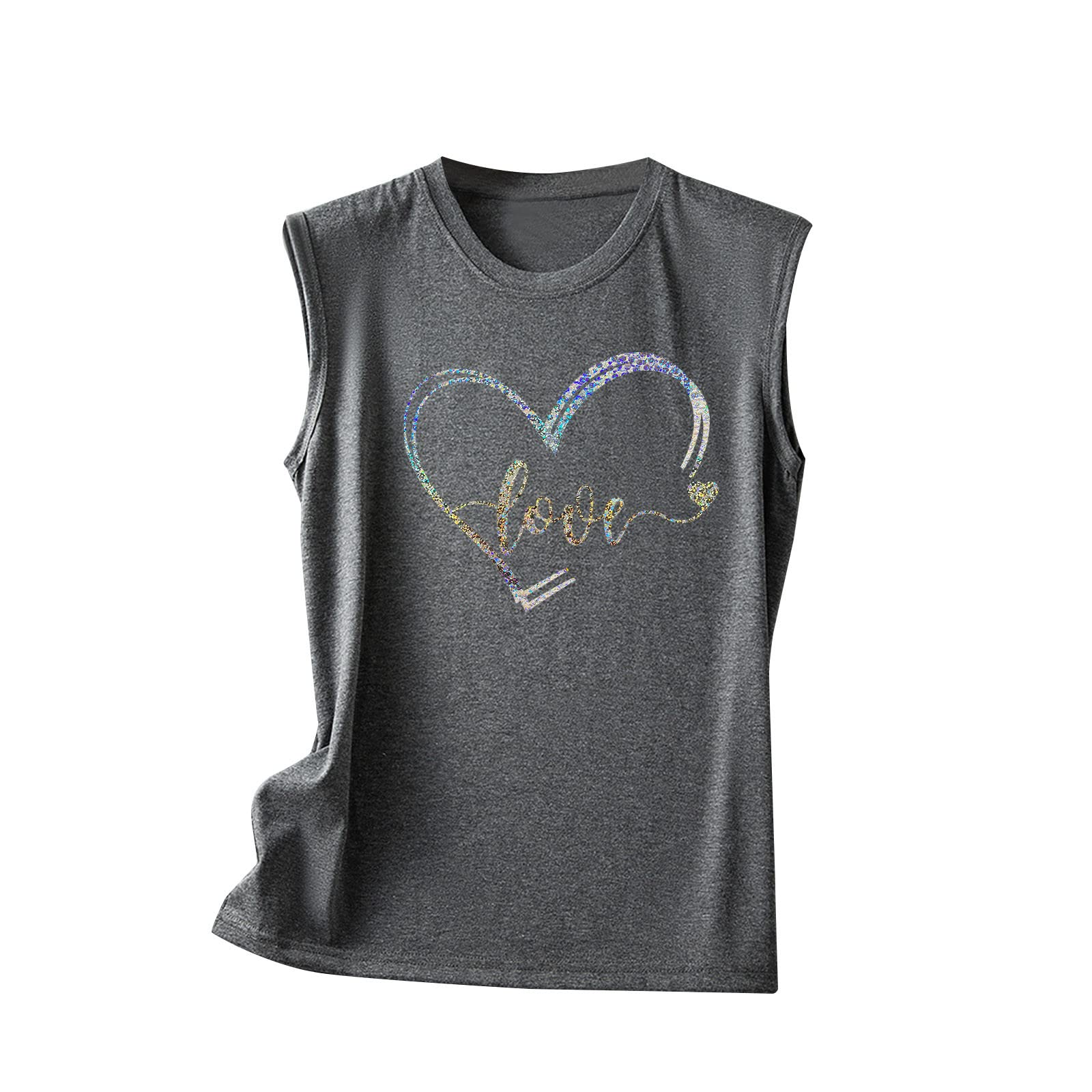 Women's Love Print Sleeveless T-Shirt - Casual Graphic Letter Tee for Workout & Everyday Wear | Trendy Tank Top Blouse Gift Idea