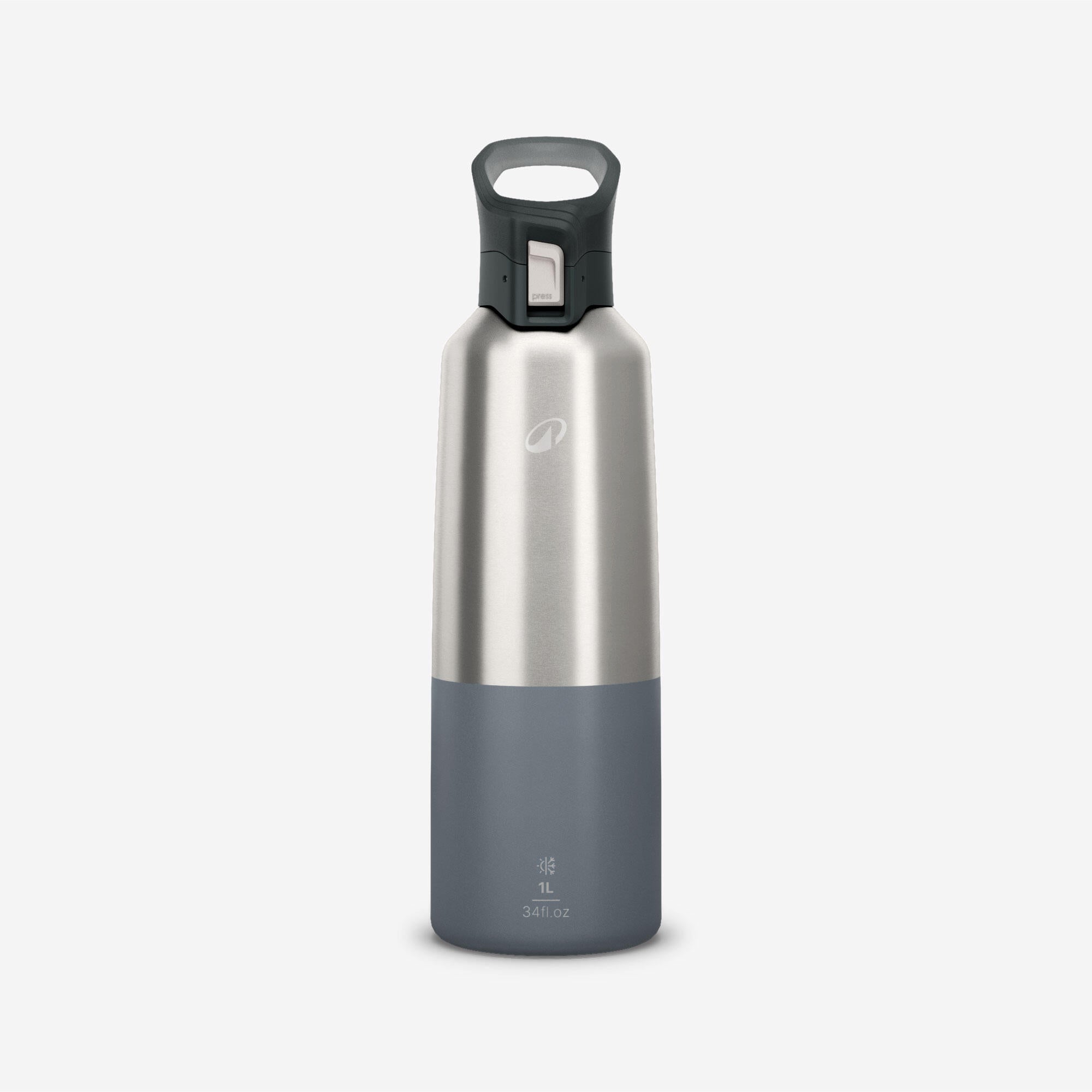Quechua MH900 1L Double Wall Insulated Water Bottle - Leakproof Stainless Steel Thermos for Hiking, Camping & Outdoor Adventures