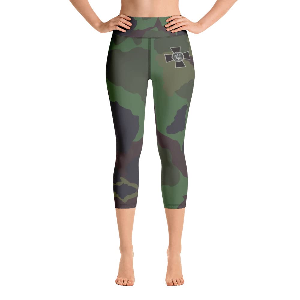 Zelensky Military Camouflage Yoga Pants for Women - Tactical Fitness Leggings with Ukraine Army Emblem - Perfect for Workout, Running & Outdoor Activities