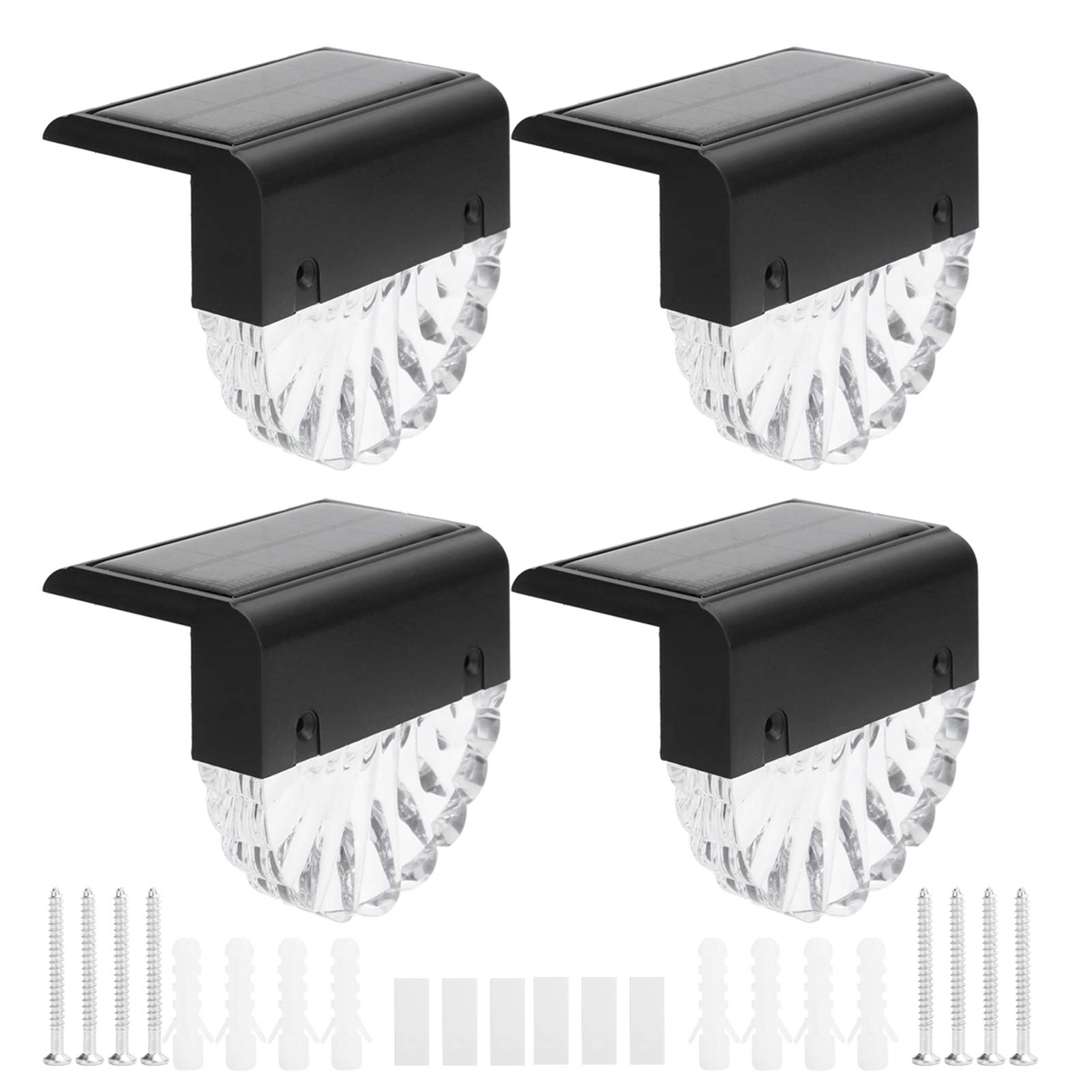 BORDSTRACT 4Pcs Solar Stair Lights, LED RGB Color Changing Outdoor Step Lights with 2 Lighting Modes & Light Sensor - Waterproof Pathway Lights for Yard, Patio, Stairs, Fences, Garden (Perfect for Nighttime Safety & Decoration)