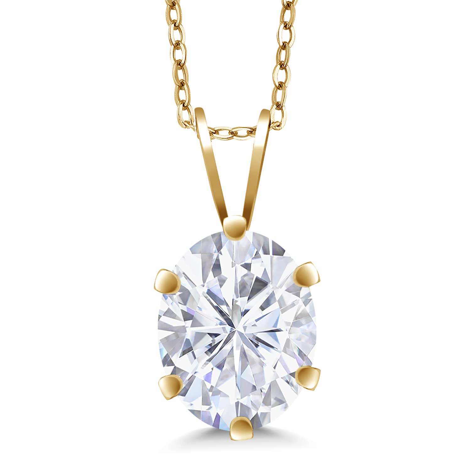 18K Yellow Gold Plated Silver Oval Pendant Necklace for Women - 8x6mm Oval Gemstone - 18 Inch Chain - Elegant Jewelry Gift for Birthday, Anniversary & Special Occasions
