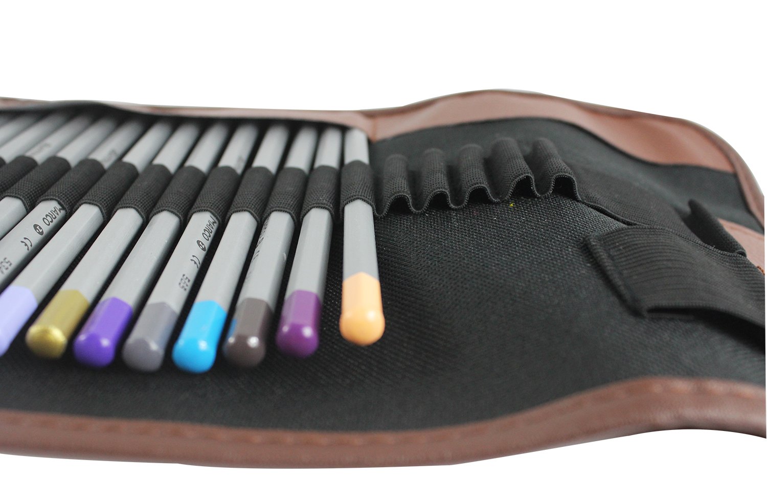 Gullor Retro 48-Slot Canvas Pencil Wrap Case - Roll-Up Sketching & Drawing Pouch Holder for Artists, Students - Perfect for Travel, School & Outdoor Sketching