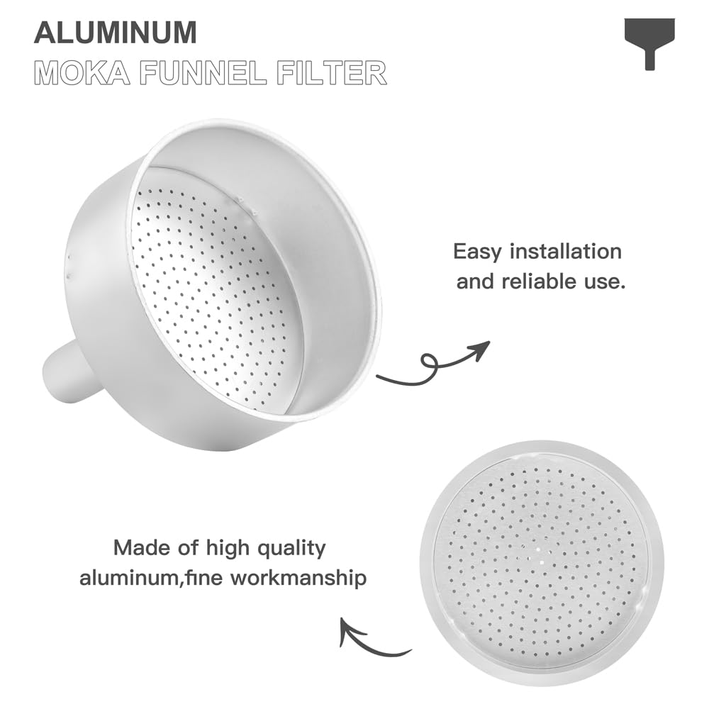 Wedrink Moka Pot Funnel Filter Replacement for 3-Cup Aluminum Espresso Maker - Compatible with Stovetop Coffee Makers | Perfect for Home Brewing & Camping Coffee