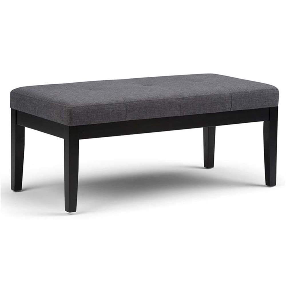 Atlin Designs Dark Gray Button Tufted Ottoman Footrest Bench - Queen Size Upholstered Storage Bench with Solid Wood Legs for Living Room, Bedroom, Entryway & Dining Room - Perfect for Extra Seating, Footrest & Home Decor