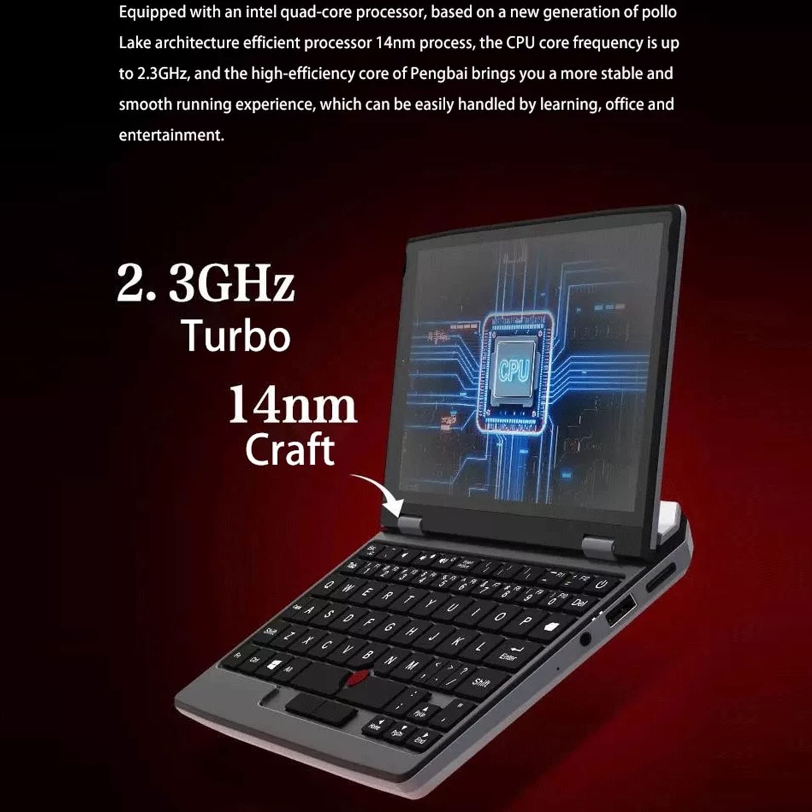 7 Inch Mini Laptop with Intel J4105 CPU, 12GB RAM & 128GB Storage - Portable Windows 10/11 Notebook with 2MP 30fps Camera, 2xUSB 3.0 Ports & US Plug - Perfect for Travel, Business & Remote Work