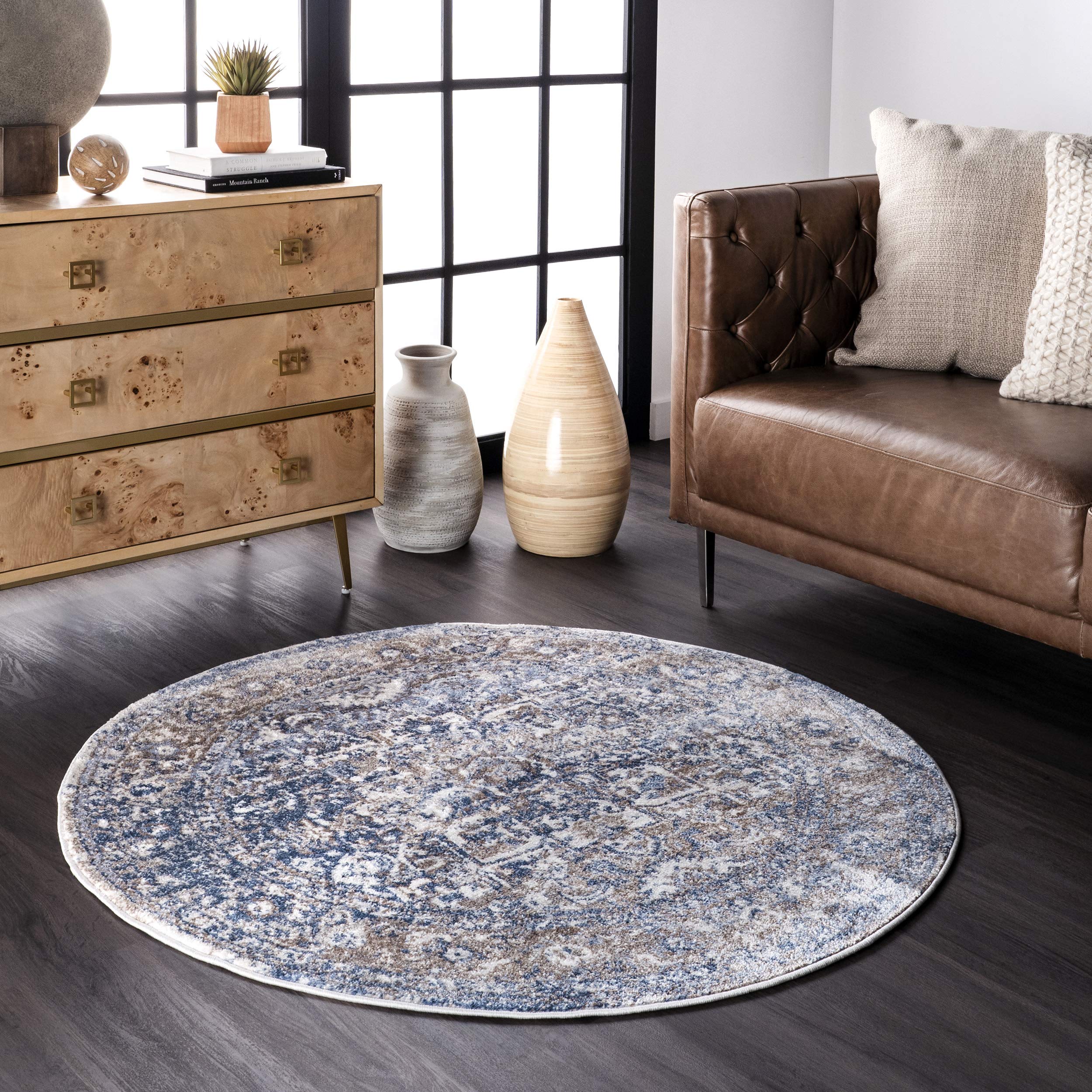 NuLOOM Lilah Vintage Medallion 8' x 10' Oval Light Blue Area Rug - Perfect for Living Room, Bedroom & Home Decor Clearance Sale