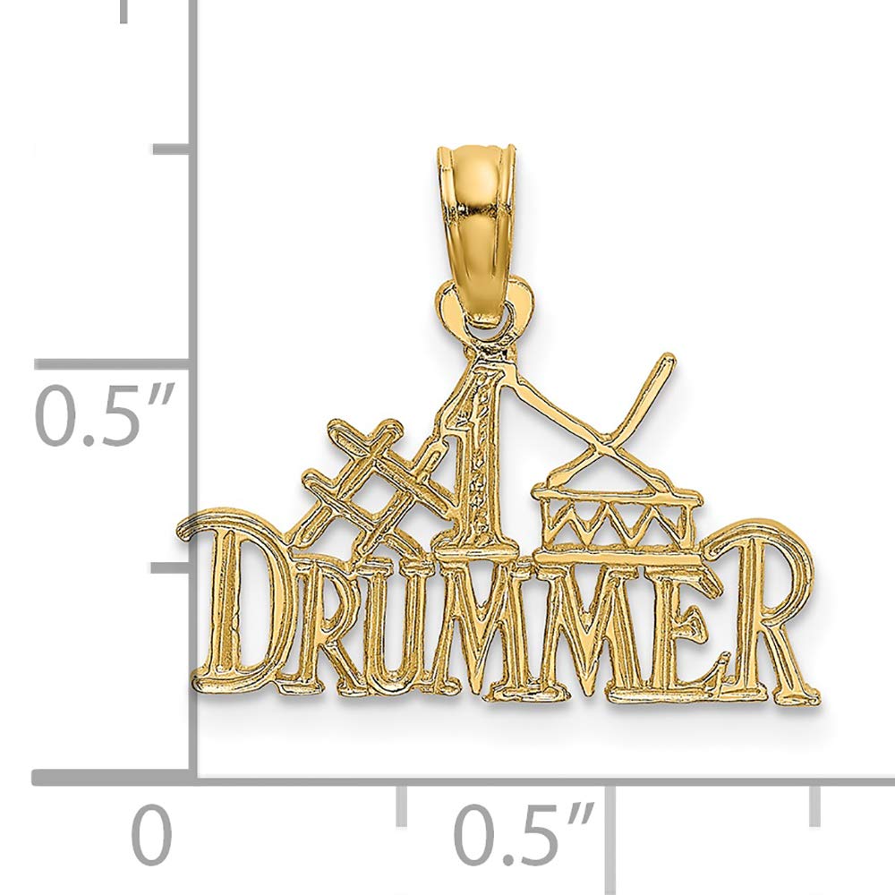14K Yellow Gold Drummer Charm Pendant - FJC Finejewelers - Perfect for Musicians, Jewelry Lovers & Gift Giving