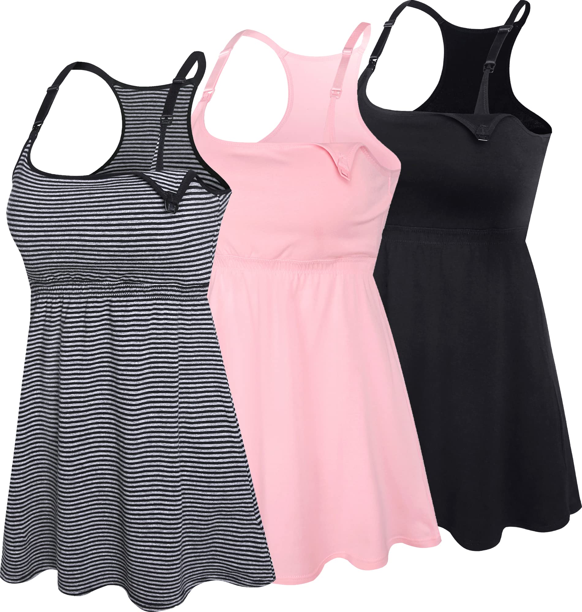 SUIEK Maternity Nursing Tank Top with Built-in Shelf Bra - Comfortable Breastfeeding Cami & Pregnancy Sleep Shirt for Nighttime Nursing and Relaxing at Home