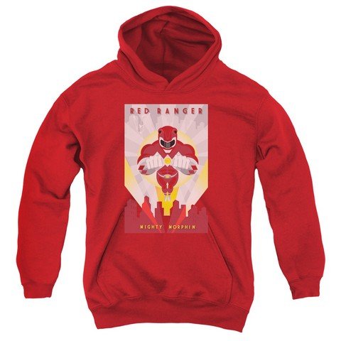 Power Rangers Red Hoodie for Kids - Youth Pullover Hooded Sweatshirt with Logo | XL Size | Perfect for Halloween, Cosplay & Casual Wear
