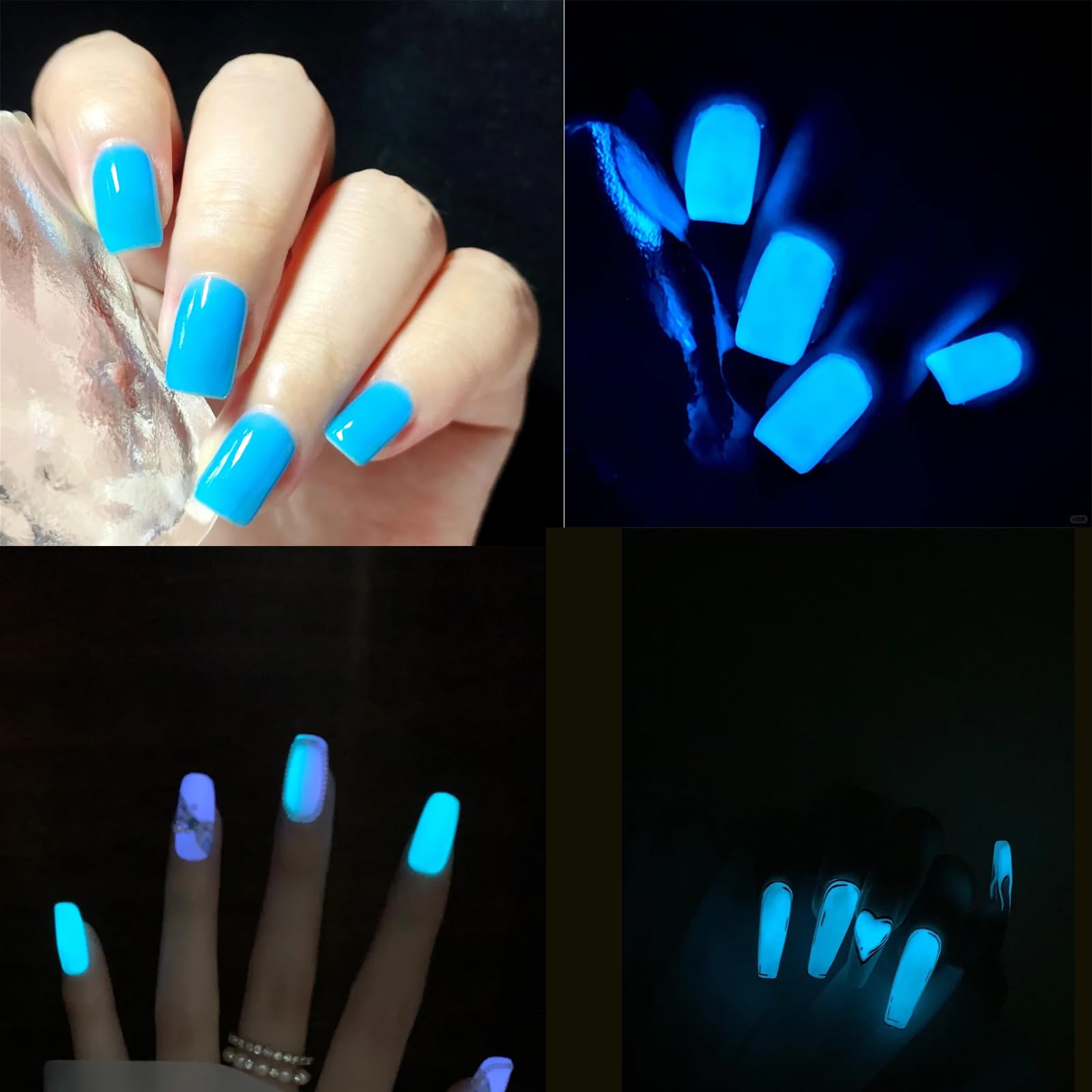 12PCS Glow in The Dark Gel Nail Polish Set - Neon Luminous Nail Art Kit with Hot Pink, Yellow, Purple & Blue Fluorescent Colors | Long-Lasting UV Gel Polish for Halloween Parties, Raves & Night Events