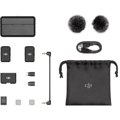 DJI Mic 2-Person Wireless Lavalier Microphone System - 2.4GHz Digital Wireless Mic with Built-in Recorder for DSLR Camera, Smartphone, YouTube & Vlogging - Perfect for Interviews, Live Streaming & Content Creation