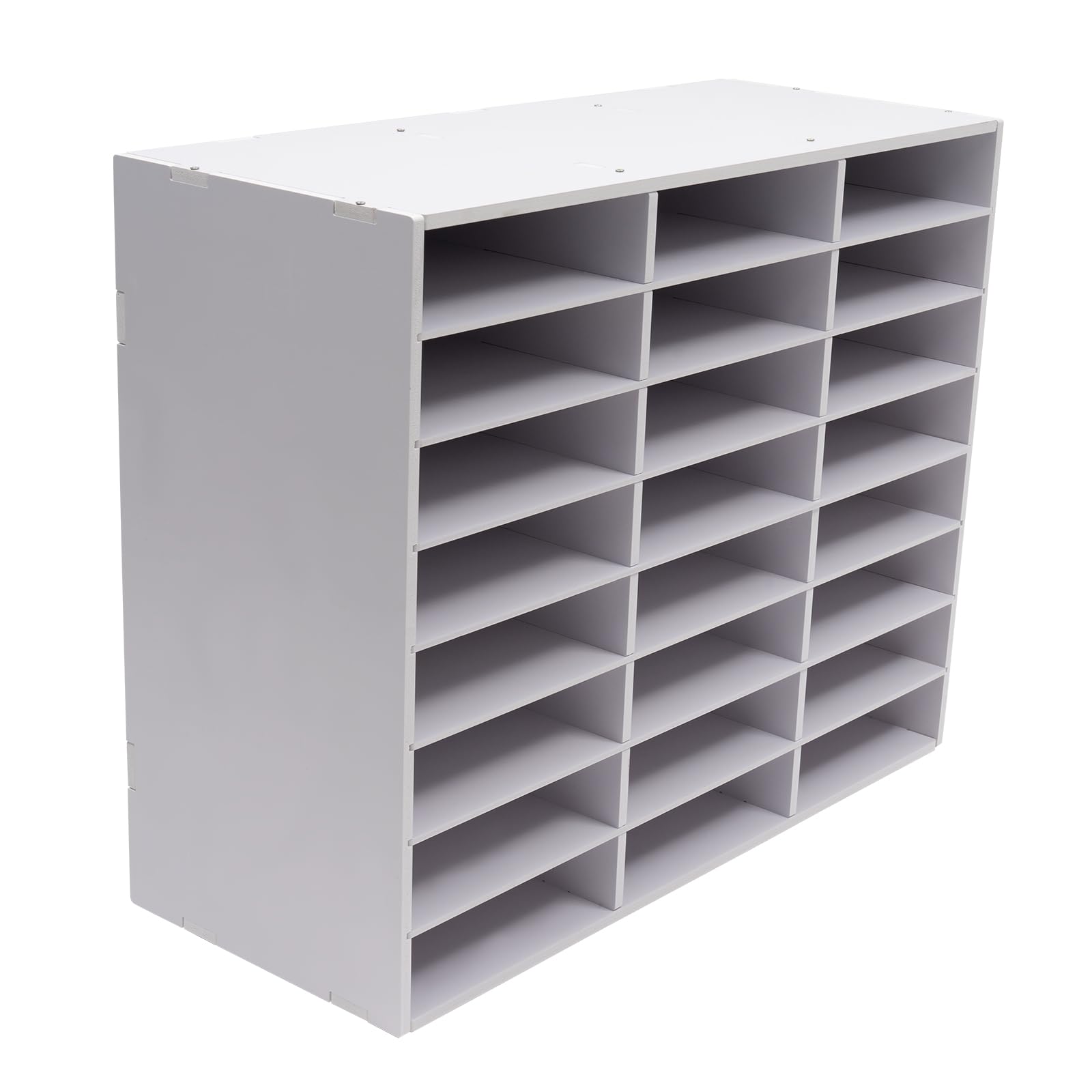 White 24-Compartment Mail Sorter Organizer - Desktop File Organizer for Classroom, Home & Office - Perfect for Paper Storage, Literature Sorting & School Mail Management (8x3 Grid)