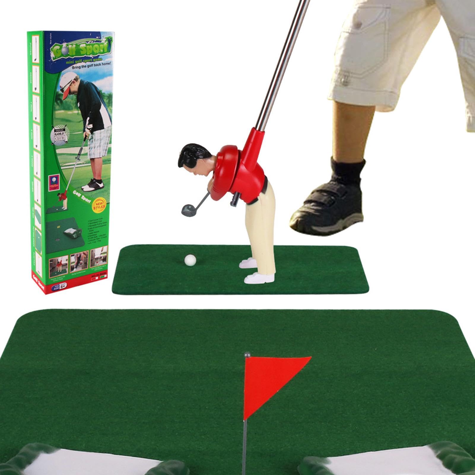 Mini Golf Game Set for Toilet - Fun Indoor Golf Practice Kit for Kids & Adults - Portable Mini Golf Man Toy - Family Game Night & Office Break Entertainment