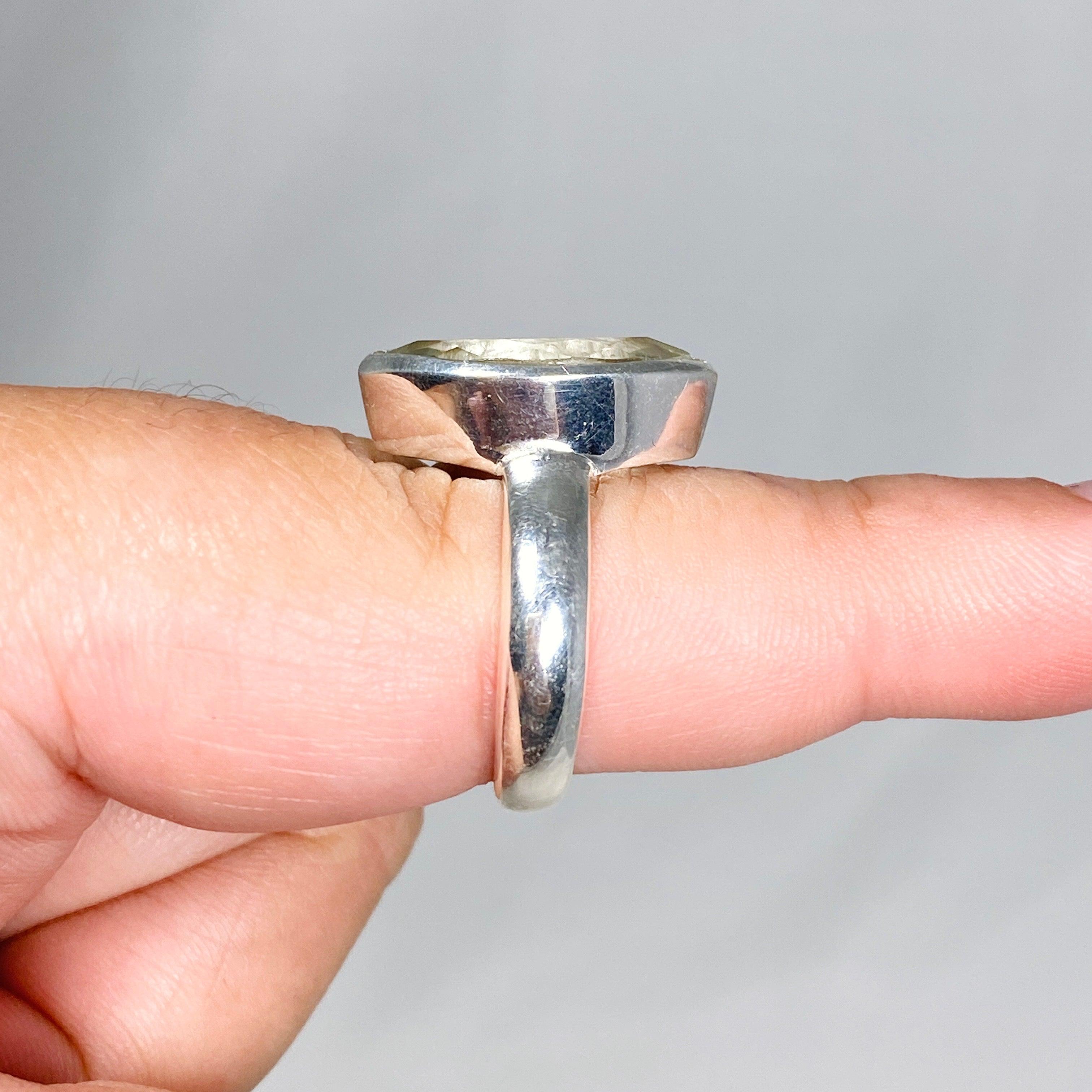 Prasiolite (Green Amethyst) Marquise Faceted Ring - Size 9 - KRGJ3172 - Elegant Jewelry for Weddings, Parties & Special Occasions