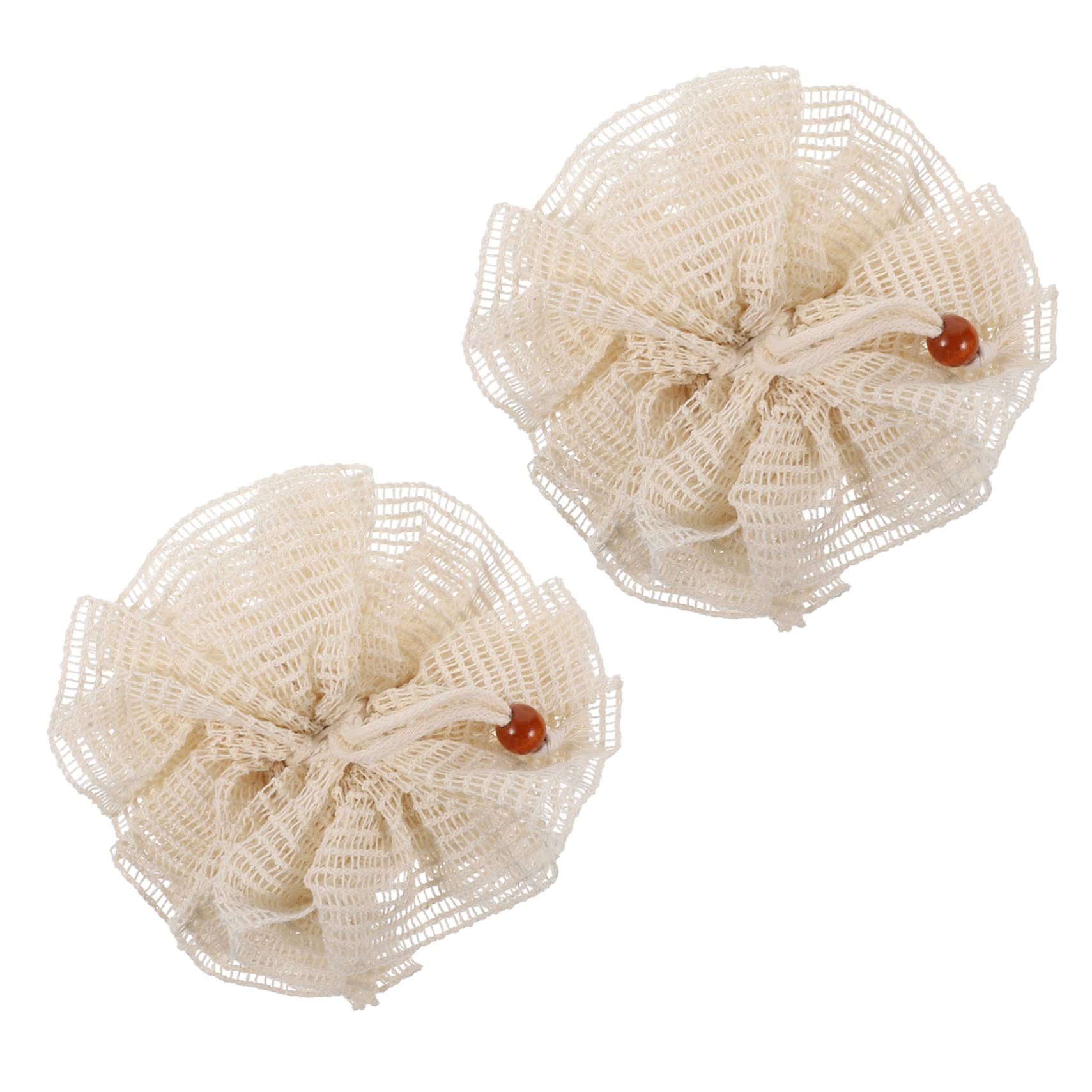 ADOCARN 2-Pack Exfoliating Loofah Bath Sponges for Shower & Body Wash - Soft Mesh Scrubber, Gentle Foam Bath Ball, Skin Cleansing Puff (Beige) - Perfect for Daily Shower, Exfoliation & Deep Cleaning