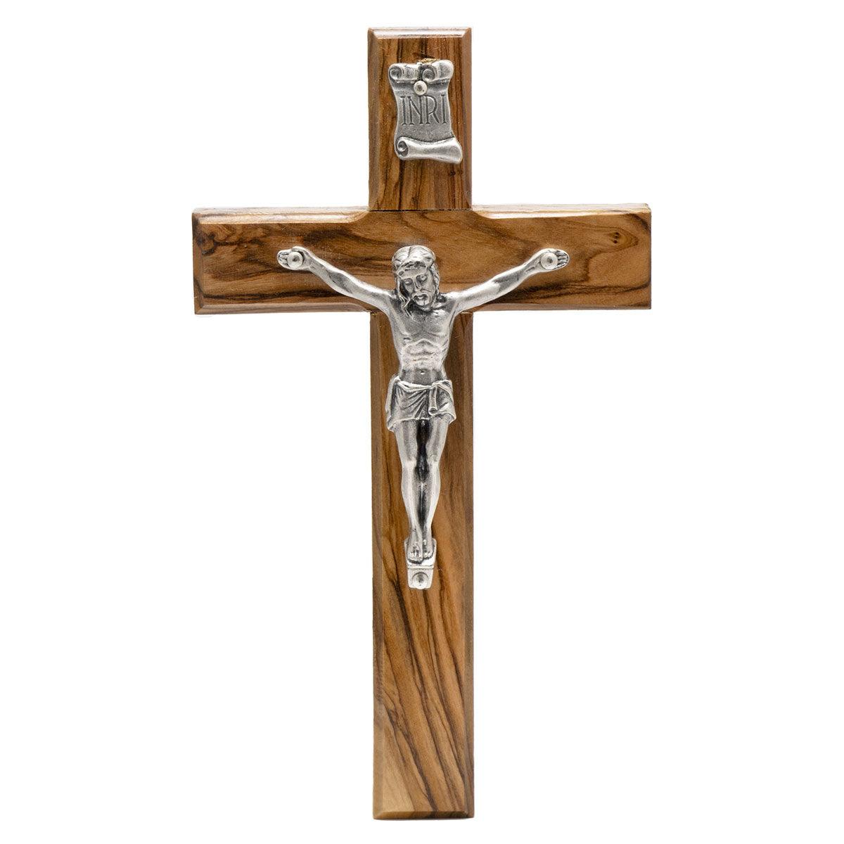 Authentic 6.1 Inch Olive Wood Crucifix from Holy Land - Handcrafted Wall Cross & Holding Cross for Prayer, Home Decor, and Religious Gifts