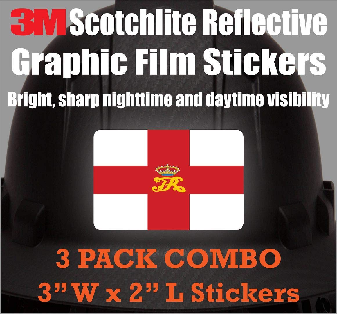 3M Reflective New England Flag Stickers Under Sir Edmund Andros - High Visibility Safety Decals for Hard Hats, Bikes, Laptops & Toolboxes - Perfect for Night Cycling, Construction Sites & Outdoor Gear Identification