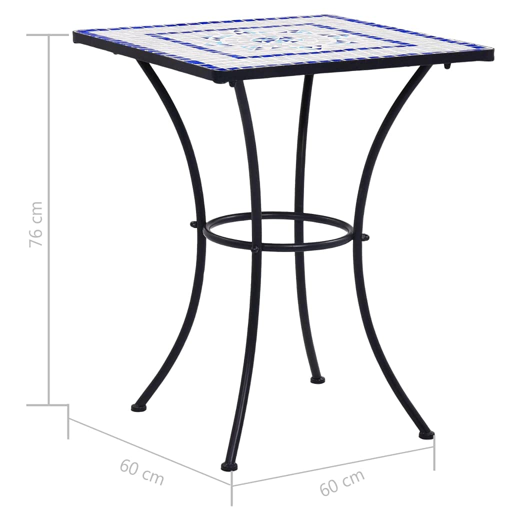 Blue and White Mosaic Outdoor Side Table - 23.6