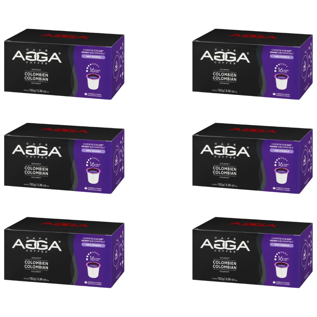 **Agga Coffee - 96 Recyclable & BPA-Free Keurig K-Cup Pods - 100% Arabica, Kosher Certified - Compatible with Single-Serve Brewers - Colombian Gourmet Flavor - Perfect for Home, Office & Gifting**