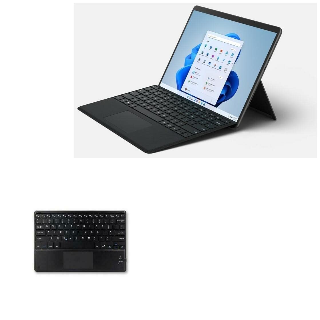 BoxWave SlimKeys Bluetooth Keyboard with Trackpad for Microsoft Surface Pro 8 - Portable Wireless Keyboard | Perfect for Work, Travel & Home Office Use (Jet Black)