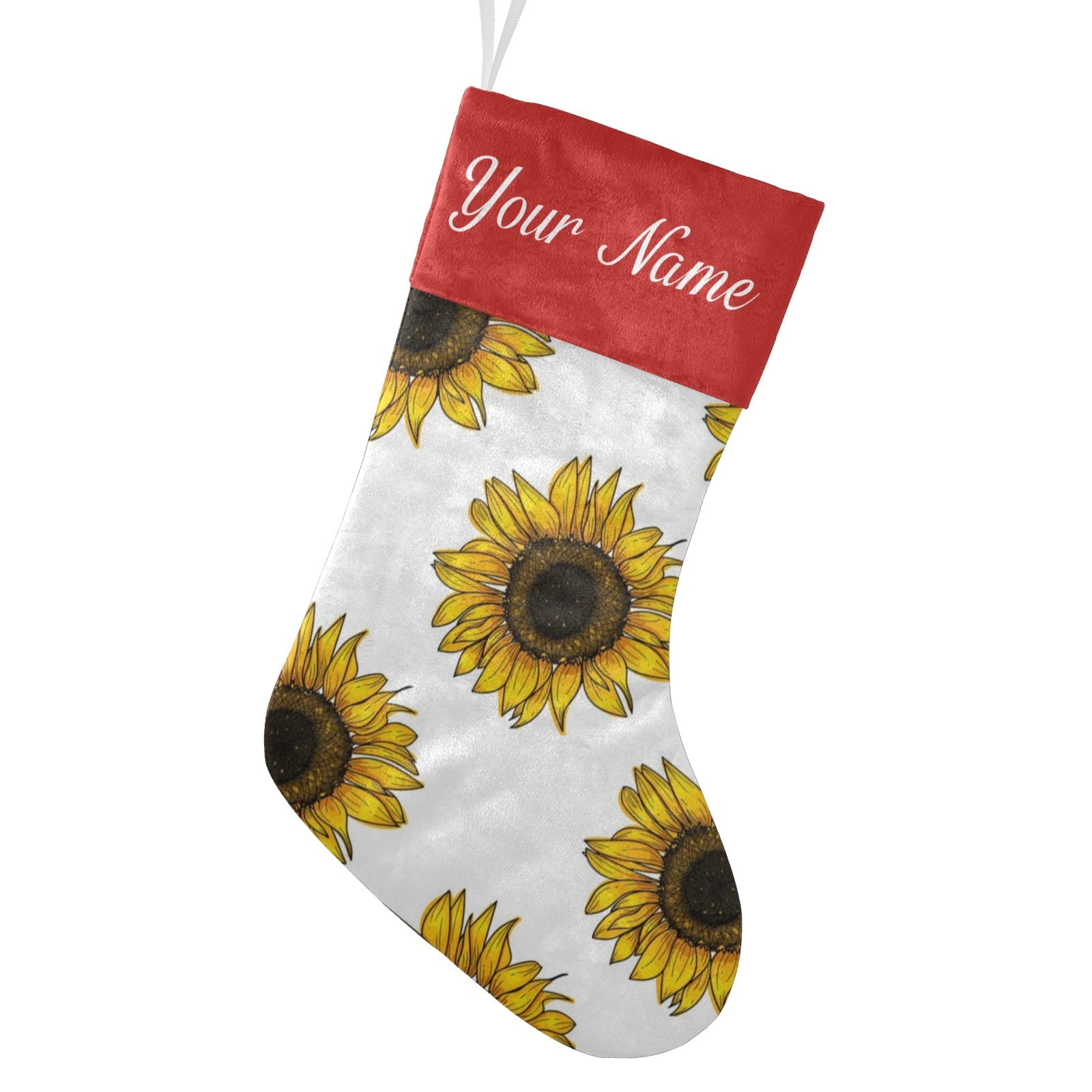 Personalized Floral Sunflower Christmas Stockings - Custom Name Holiday Socks for Family Party Decor (17.52 x 7.87 Inch) - Perfect for Fireplace Mantel, Gift Exchange & Festive Home Decoration