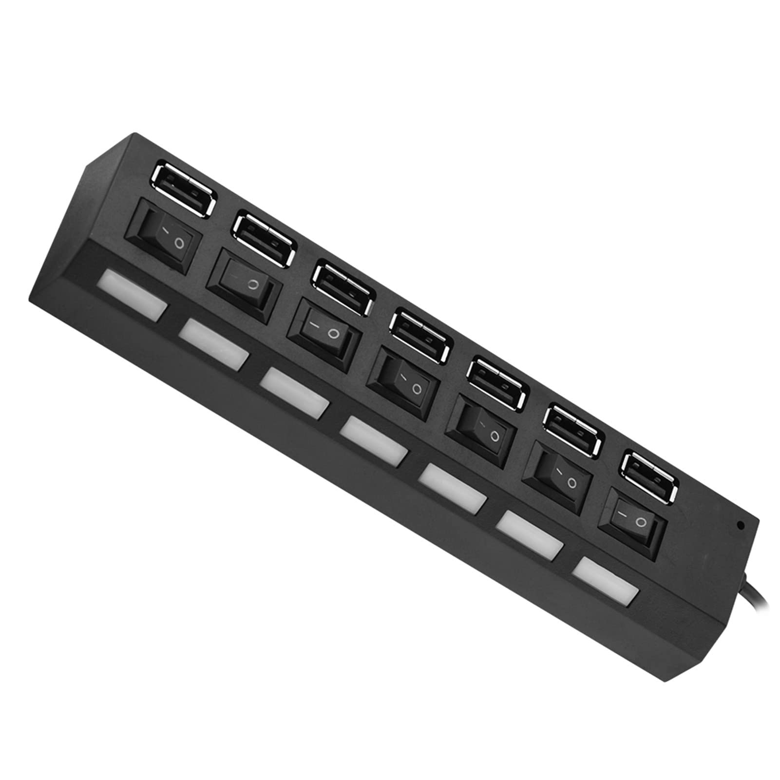 Beufee 7-Port USB 2.0 Hub with 3ft Cable - High-Speed Data Transfer USB Splitter for Laptop, PC, Mac - Perfect for Home Office, Gaming Setup & Multi-Device Charging Station