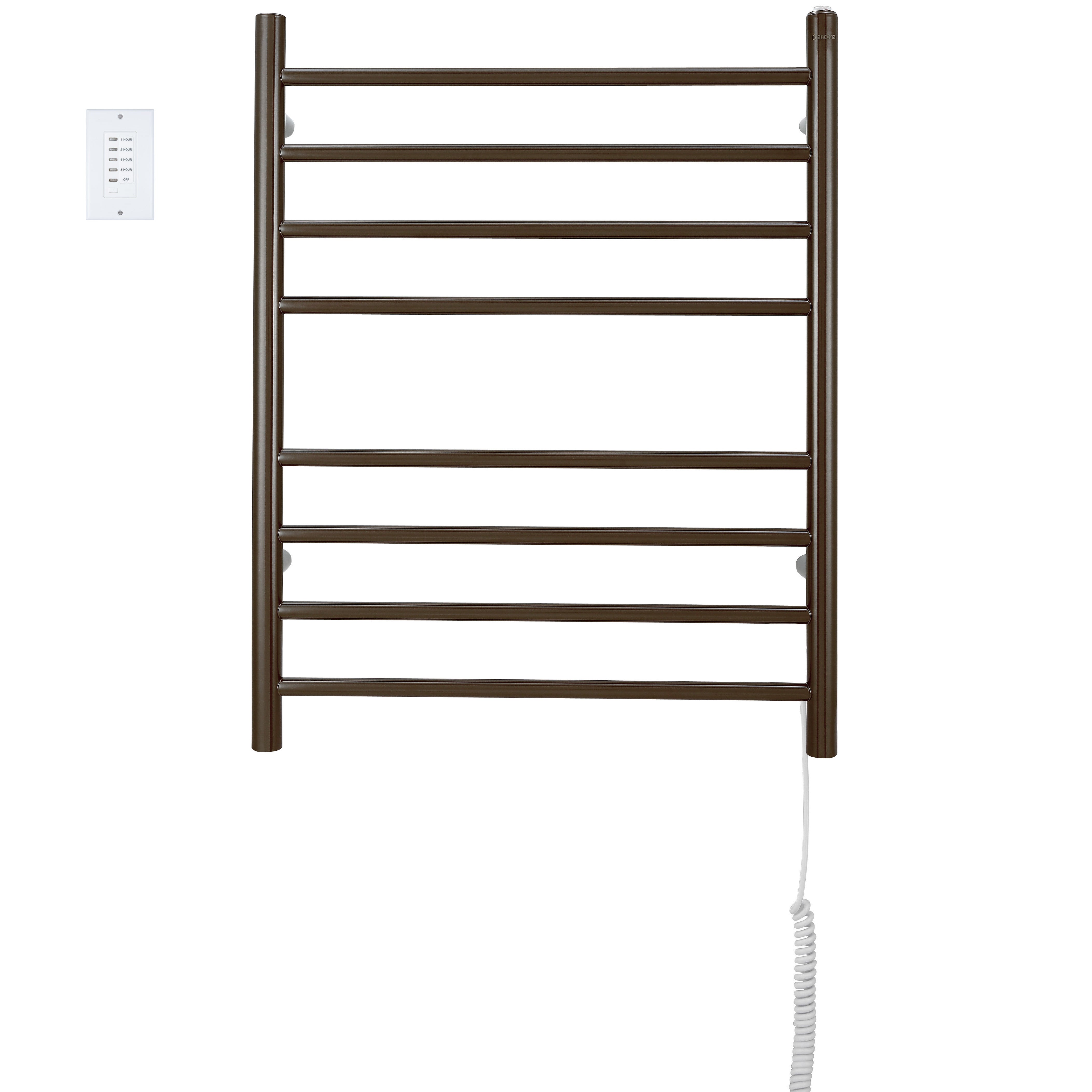 Ancona Prestige Dual 8 Bar Hardwired & Plug-in Towel Warmer - Oil Rubbed Bronze Stainless Steel with Wall Timer | Bathroom Luxury Heated Towel Rack for Spa, Hotel & Home Use