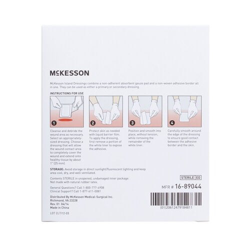 McKesson Island Dressing - Sterile Wound Care Pads for First Aid, Burns & Surgical Wounds (Various Sizes) - Ideal for Home, Hospital & Emergency Kits
