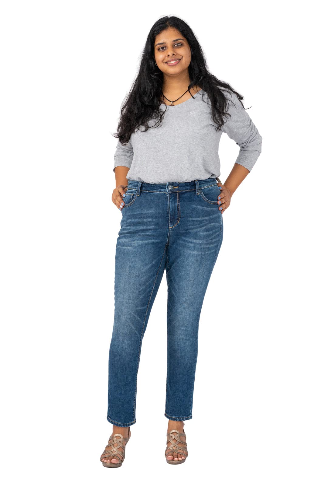 Premium Women's Plus Size Stretch High Rise Skinny Jeans - Slink Comfort Fit Denim Pants in Indigo Blue | Perfect for Casual Wear, Office Outfits & Night Out Looks