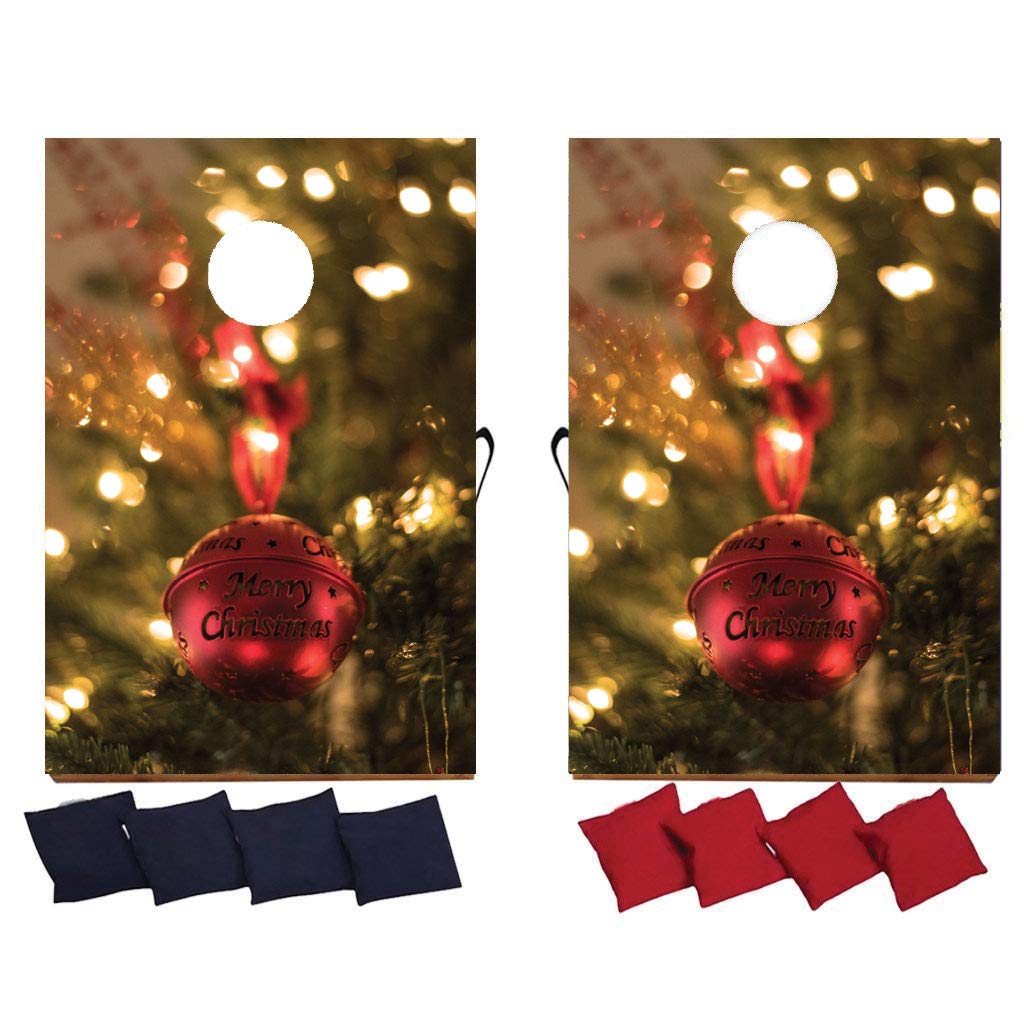 VictoryStore Christmas Bag Toss Game Set - Holiday Cornhole Game with 8 Bean Bags - Fun Outdoor Party Game for Christmas Gatherings, Family Reunions & Backyard BBQs