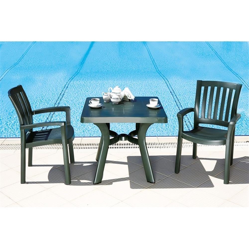 Premium Green Resin Patio Dining Arm Chairs (Set of 2) - Weather-Resistant Outdoor Furniture for Garden, Poolside & Backyard Relaxation
