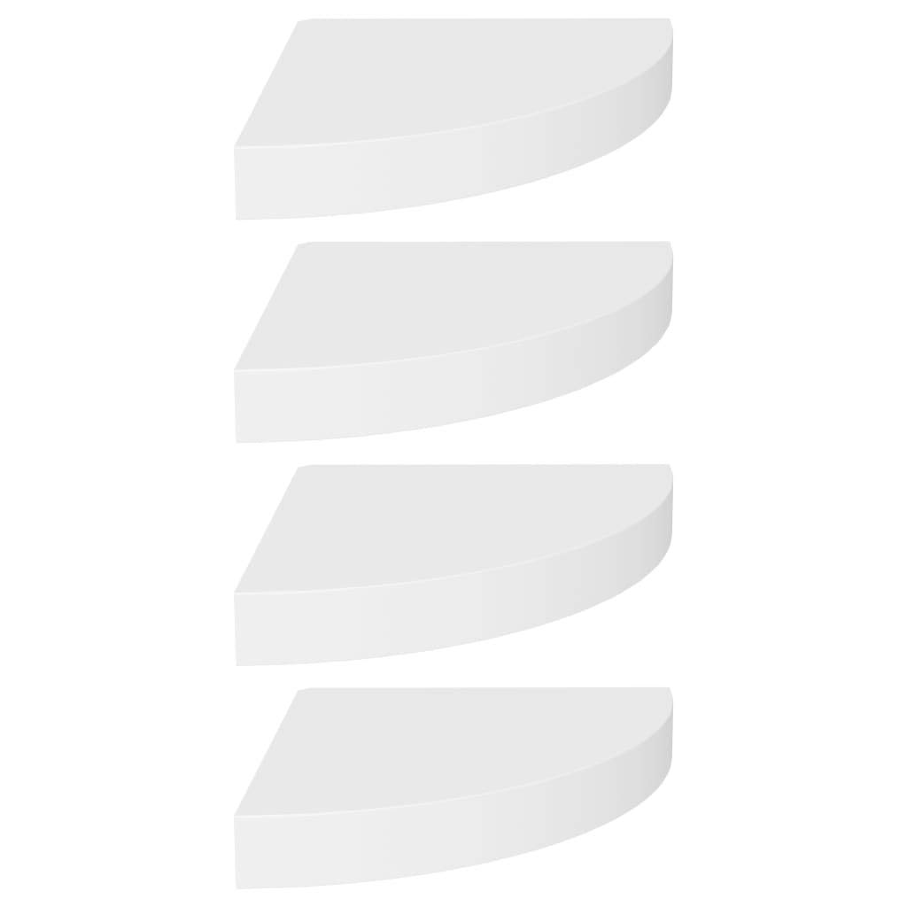 Corner Shelf Set of 4 - White Floating Wall Shelves 9.8x9.8x1.5 Inches - Easy to Assemble MDF Corner Shelves for Bedroom, Living Room, Bathroom - Perfect for Displaying Decor, Books, Plants & Small Items