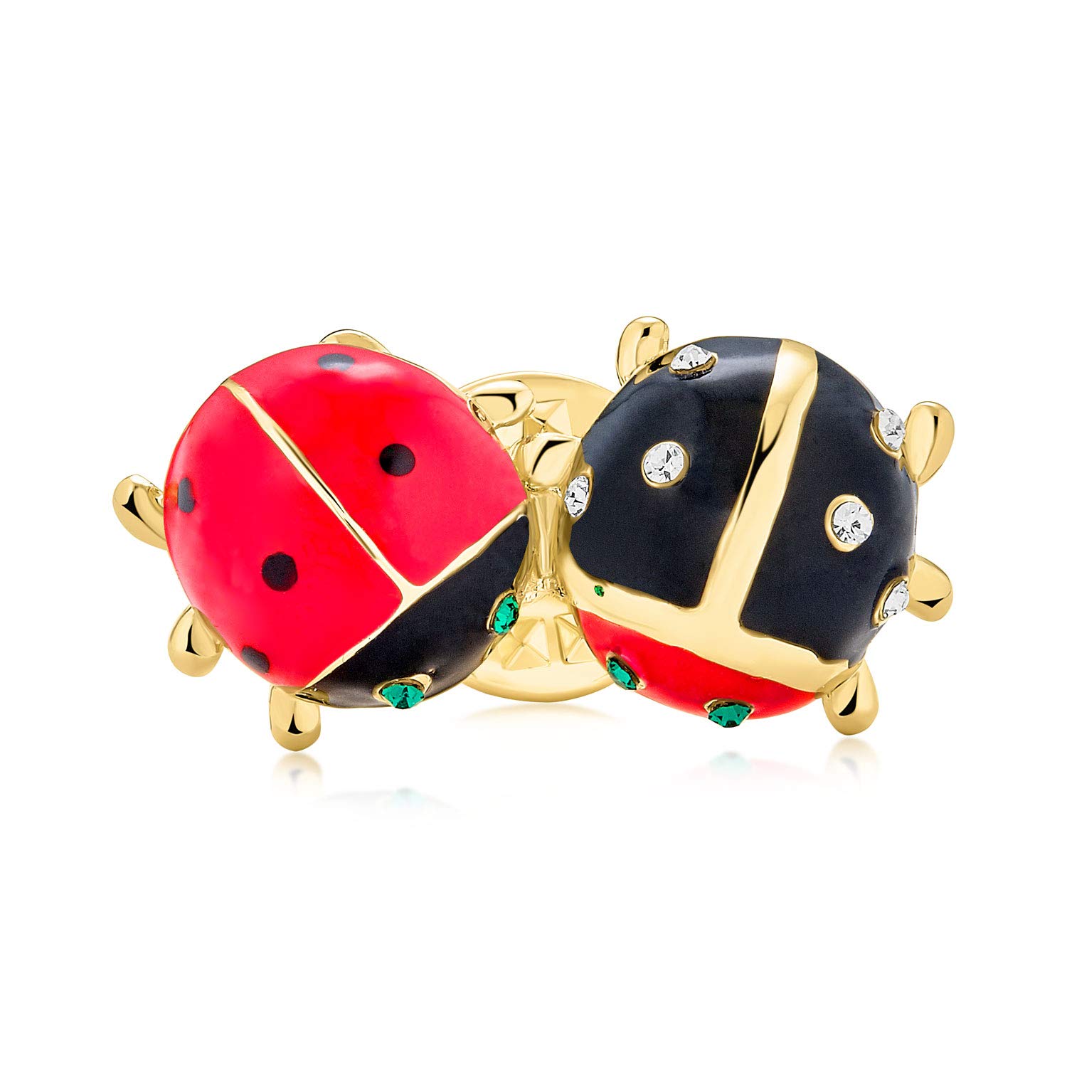 Lucky Ladybug Lapel Pin - Gold Plated Bling Jewelry for Women & Teens - Garden Party Accessory