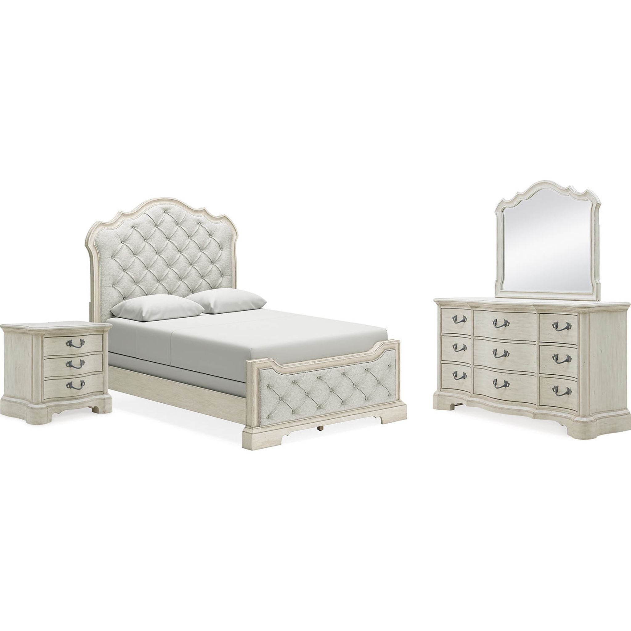 Arlendyne 6-Piece Queen Size Bedroom Furniture Set - Modern Panel Bed Frame with Nightstands, Dresser and Mirror | Perfect for Master Bedroom or Guest Room Decor