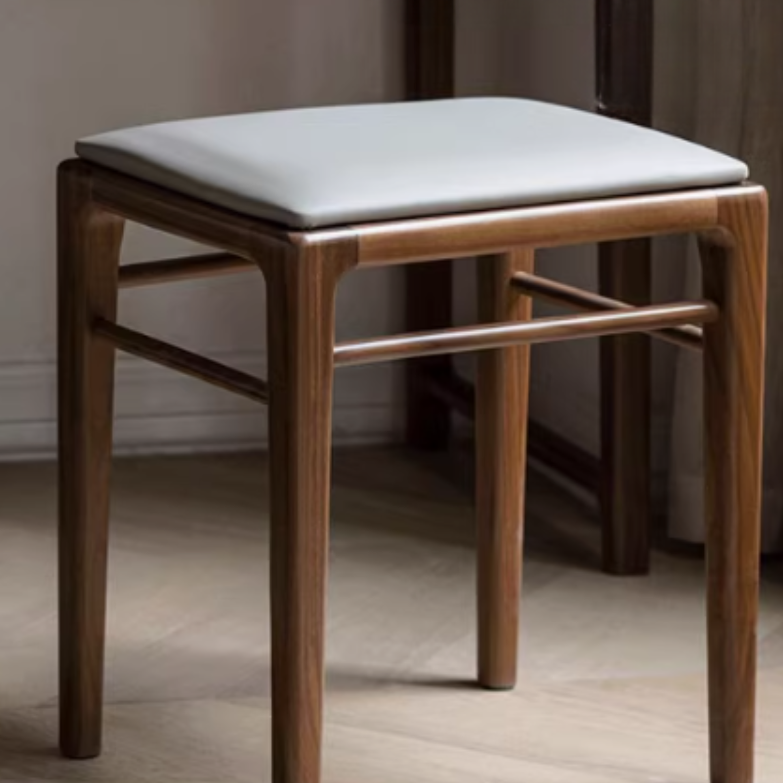Solid Black Walnut Wood Makeup Stool - Durable & Stylish Vanity Seat for Bedroom, Bathroom, or Dressing Room