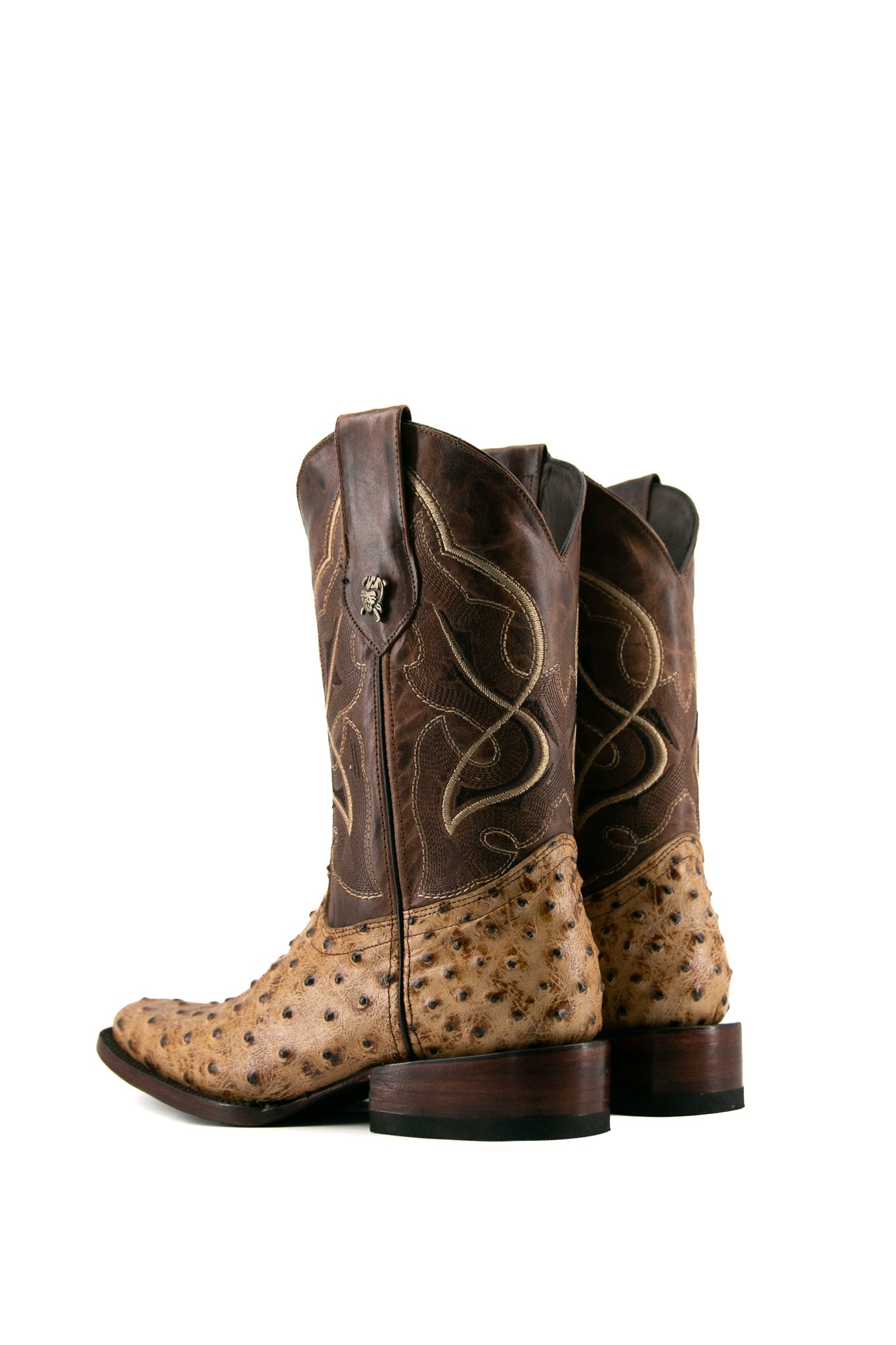 Vintage Ostrich Print Cowboy Boots for Men & Women - Western Rodeo Style Leather Boots - Perfect for Country Music Festivals, Line Dancing & Cowboy Themed Parties