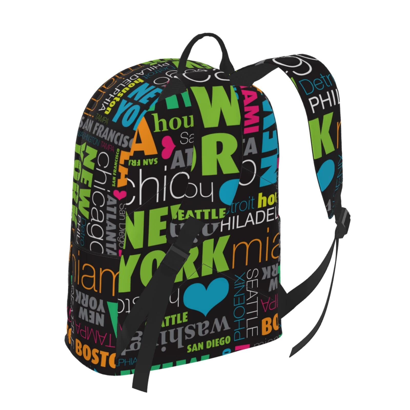 Delerain 16 Inch Laptop Backpack for School & Travel - Stylish USA City Print Bookbag, Durable Shoulder Bag for College, Work & Daily Commute - Perfect for Students, Professionals & Urban Explorers