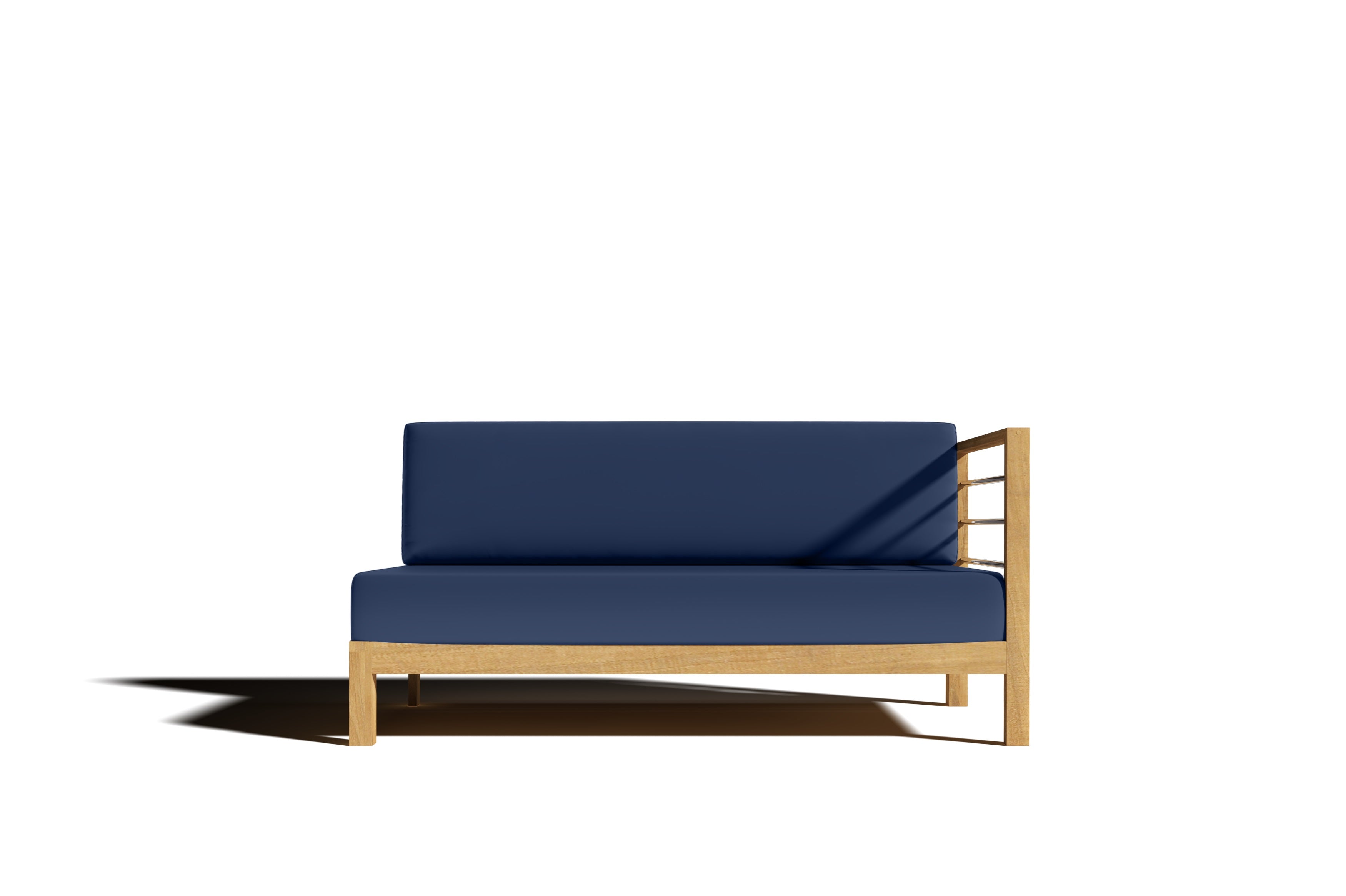 Premium 7-Piece Teak Outdoor Sectional Deep Seating Set with Sunbrella Navy Cushions - Waterproof & Durable Patio Furniture for Backyard, Poolside & Garden Relaxation