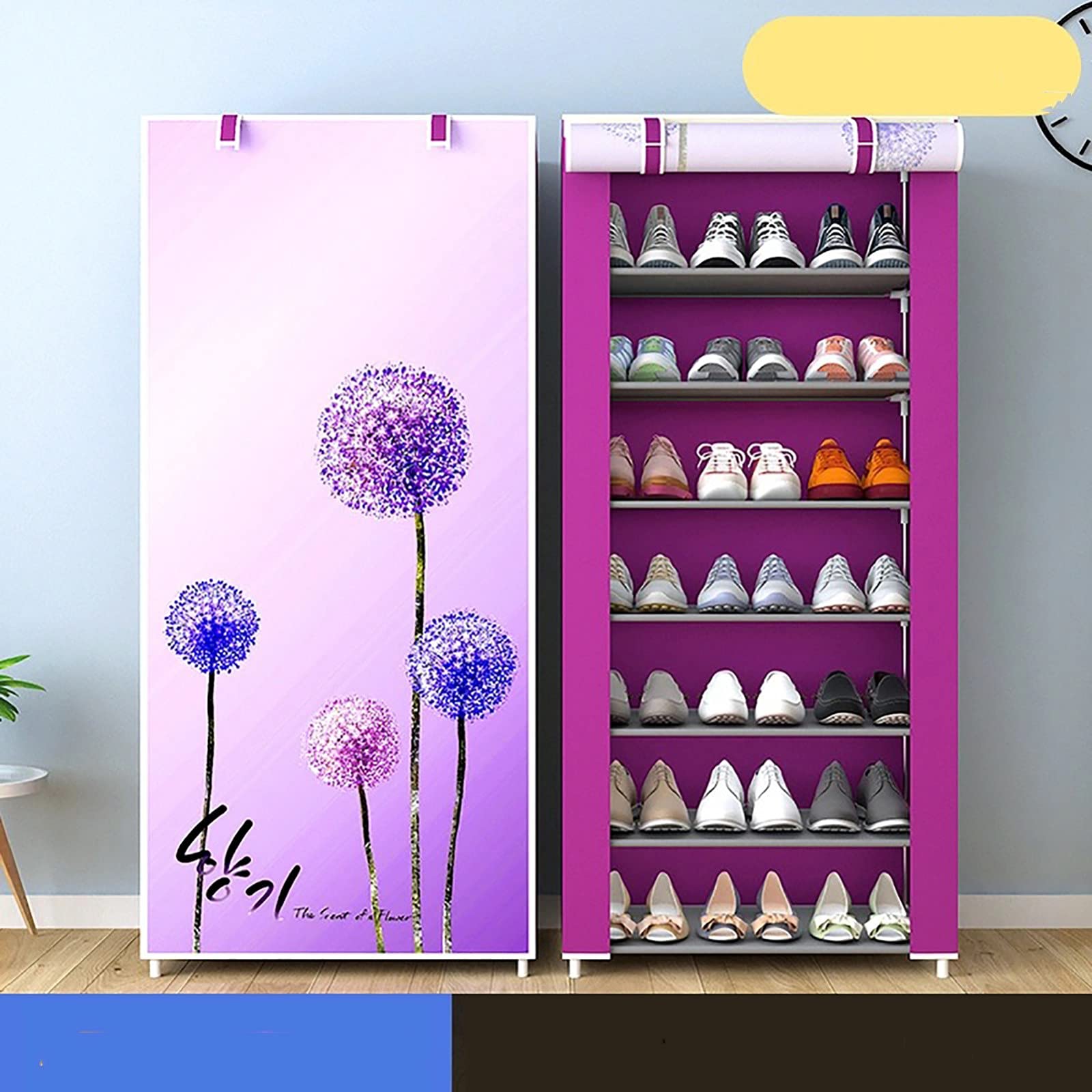 XLL Nonwoven Fabric Shoe Rack - 5-Tier Space Saving Storage Organizer for Home & Dorm - Easy Assembly Shoe Cabinet Shelf (Dandelion Color) | Perfect for Entryway, Closet & Small Space Organization