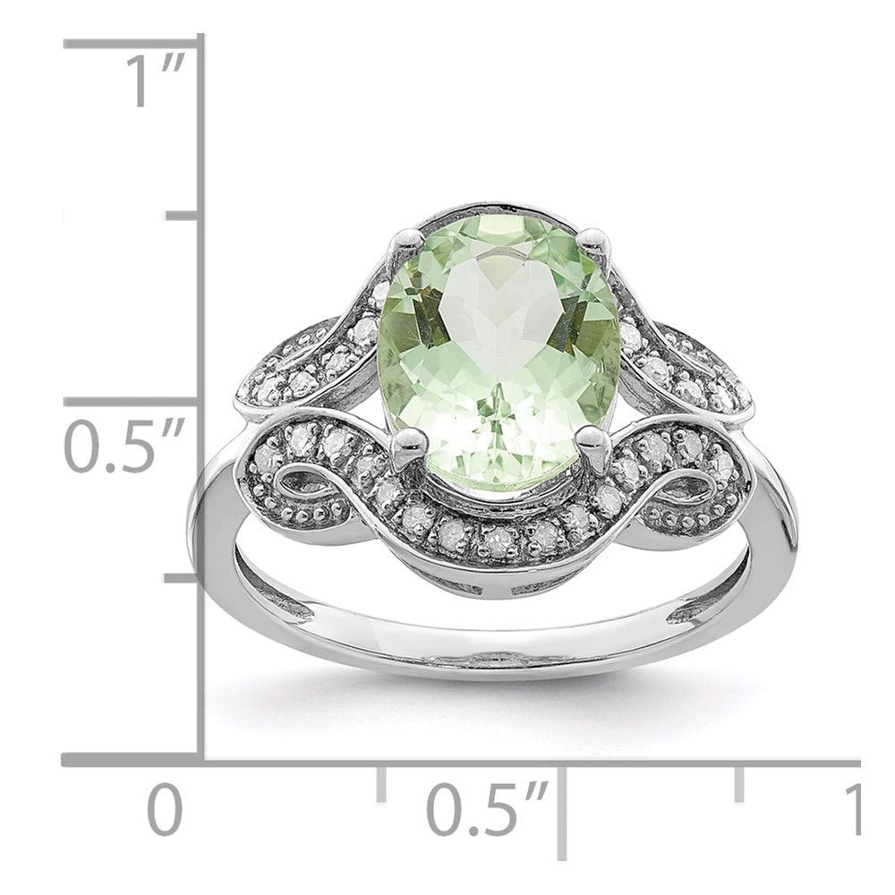 925 Sterling Silver Diamond & Oval Green Quartz Ring for Women - Elegant Fine Jewelry Gift for Her - Perfect for Weddings, Anniversaries & Special Occasions