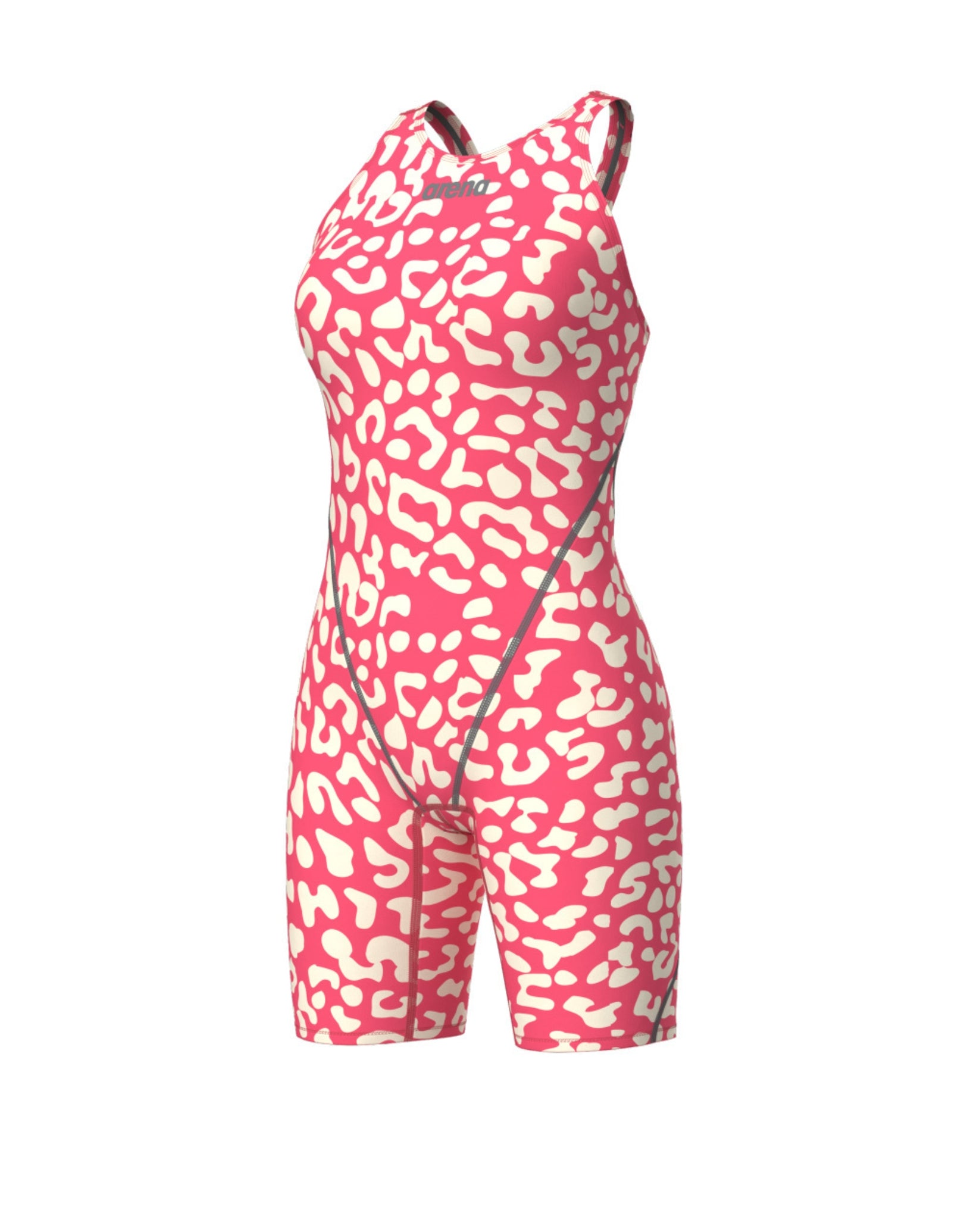 Limited Edition Powerskin ST NEXT Open Back Leopard Skin Geranium Swimsuit - Sexy One-Piece Bathing Suit for Women, Perfect for Beach, Pool, and Summer Vacations