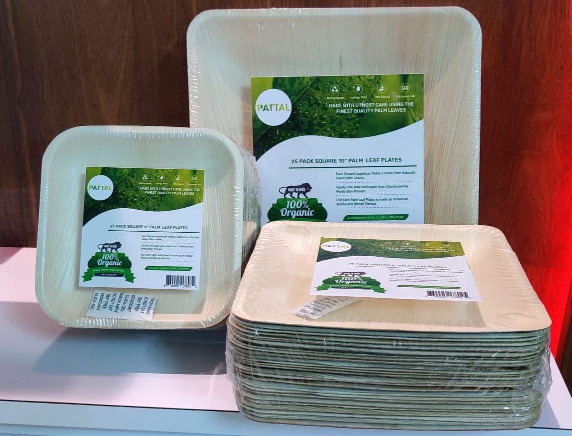 10 Inch Palm Leaf Dinner Plates - Eco-Friendly, Organic & Microwave Safe - Set of 25 for Wedding, Party & Outdoor Dining - Biodegradable Disposable Plates for Sustainable Events