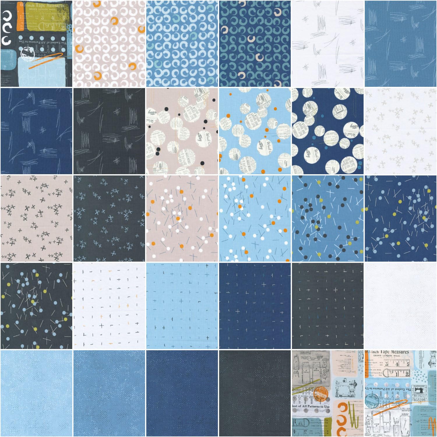 Zen Chic Bluish 30 Fat Quarters Moda Fabrics 1820AB - Premium Quilting Cotton Bundle for Patchwork, Sewing & DIY Crafts - Perfect for Quilts, Home Decor & Fashion Accessories