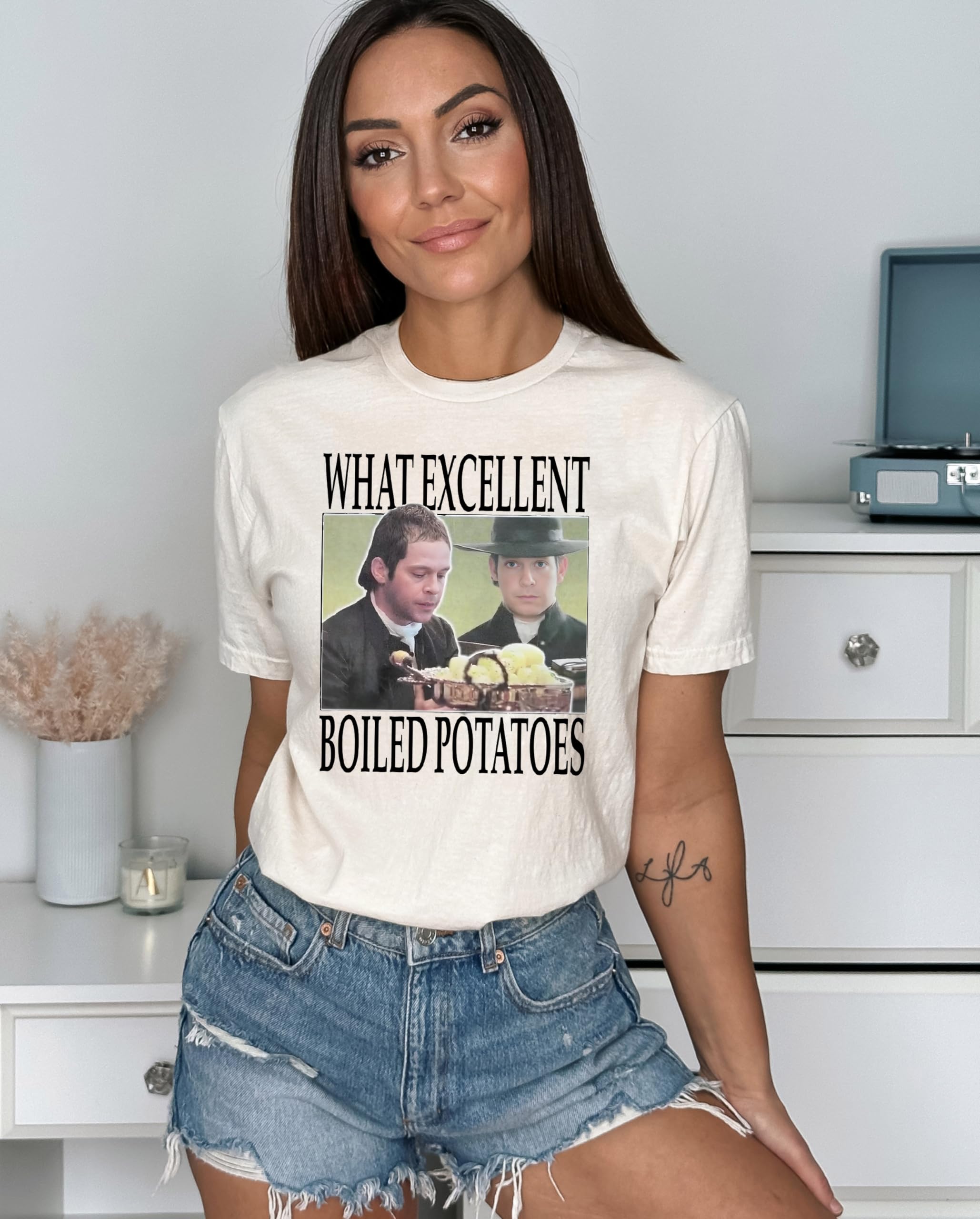 Funny Pride and Prejudice Boiled Potatoes Meme T-Shirt - Fitzwilliam Darcy & Elizabeth Bennet Quote Tee - Perfect for Book Lovers, Jane Austen Fans & Comedy Gift