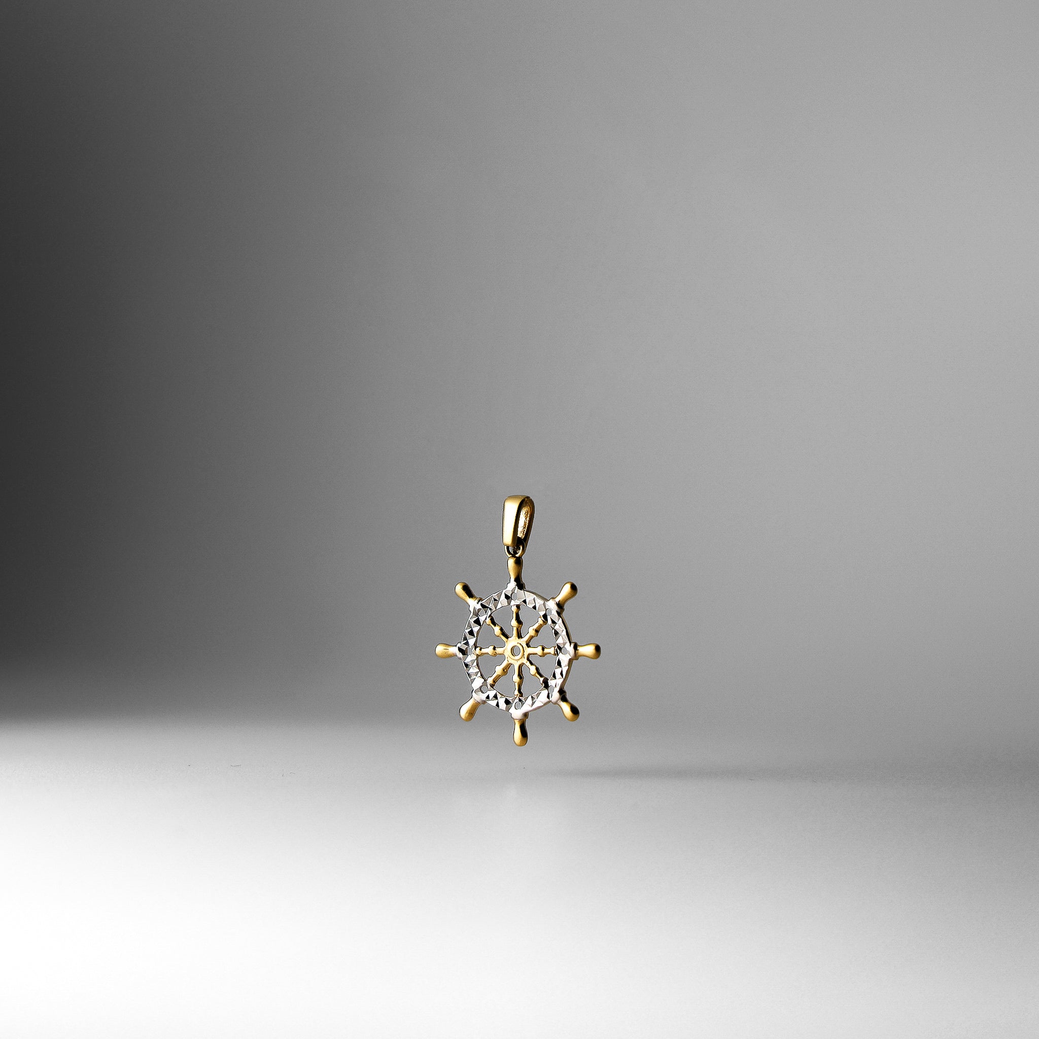 Gold and Silver Two-Tone Boat Wheel Pendant Necklace - Model 2333 | Nautical Jewelry for Women, Perfect for Beach Parties, Cruises & Marine-Themed Gifts