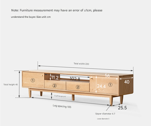 Solid Oak Wood Scandinavian TV Stand with Storage - Modern Living Room Entertainment Center for TV, Gaming & Media Storage