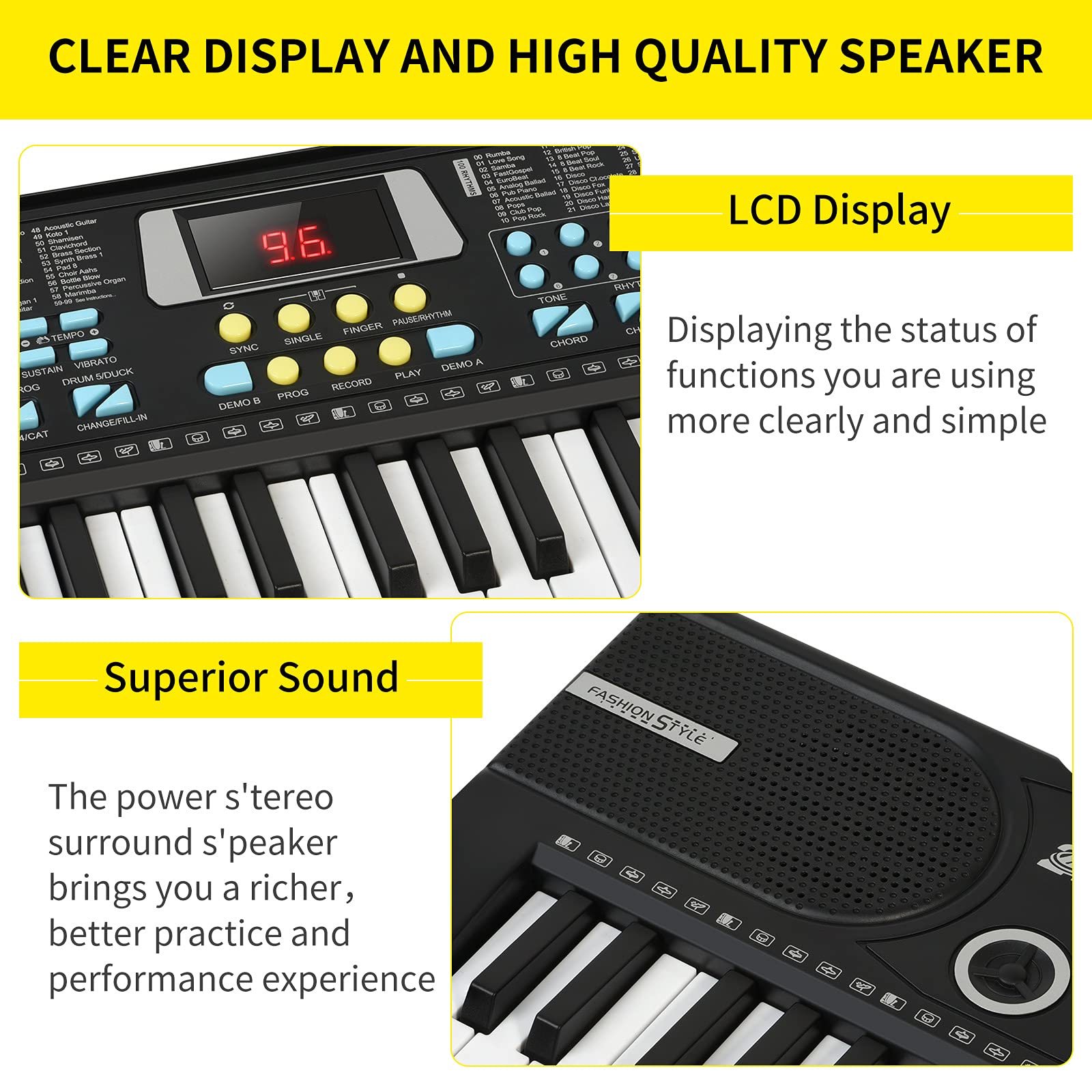 61-Key Lighted Keyboard Piano for Kids - Portable with Stand & Mic, Perfect for Beginners & Gifts