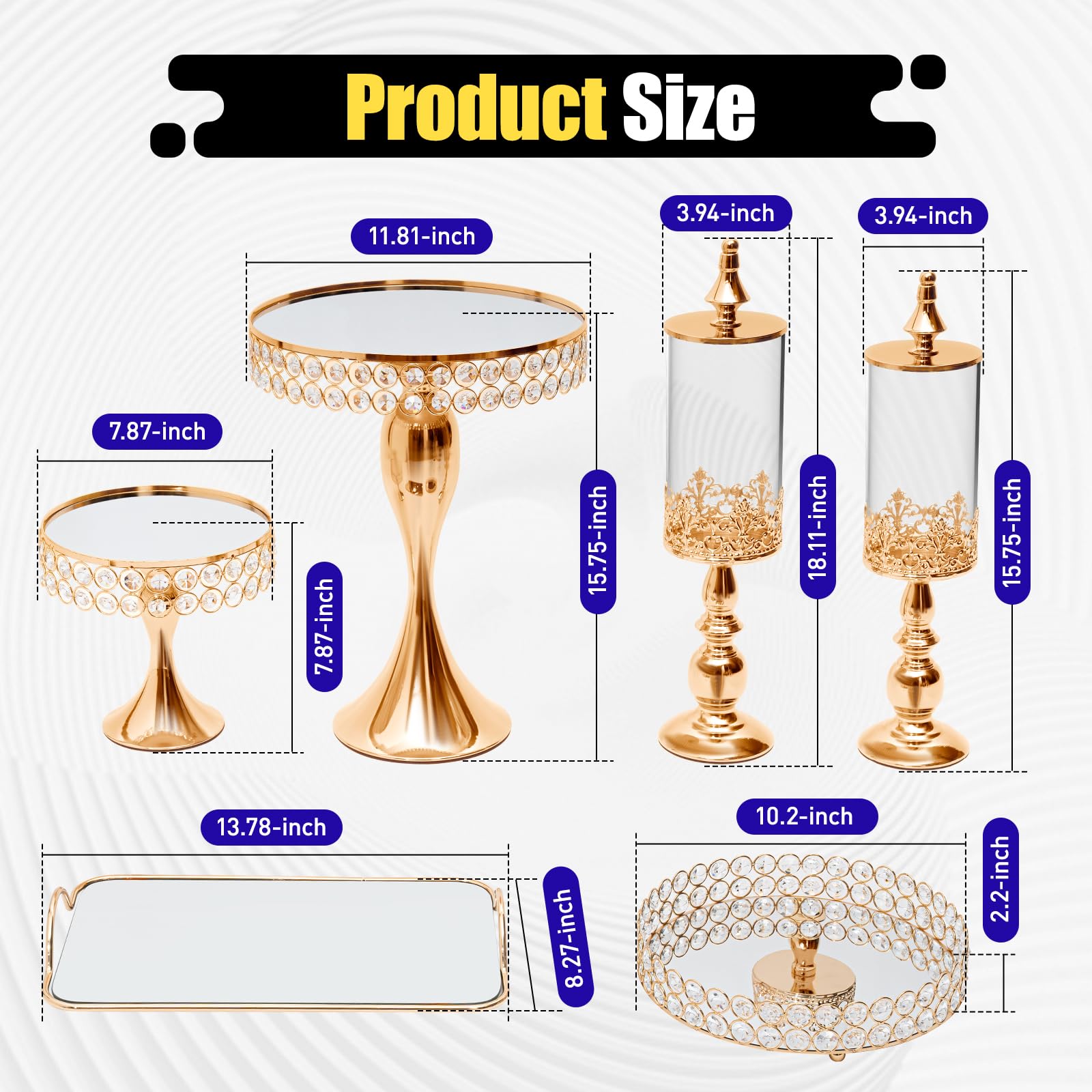 TFCFL 10-Piece Gold Crystal Cake Stand Set - Elegant Cupcake & Cookie Holder for Dessert Display, Baby Shower, Wedding, Birthday Party Decorations | Perfect for Home Celebration & Buffet Table Decor