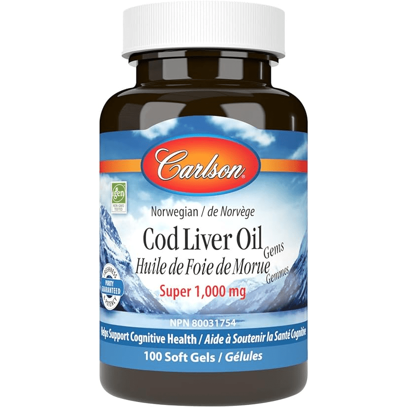 Carlson Labs Super Cod Liver Oil Gems - 100 Softgels for Immune Support & Heart Health - Perfect for Daily Wellness & Joint Care