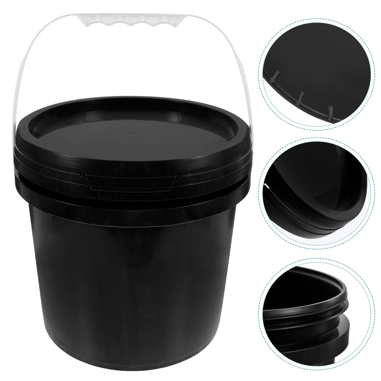 5L Black Plastic Paint Pail with Lid & Handle - Empty Paint Storage Bucket for Arts, Crafts, DIY Projects & Party Favors | Perfect for Home Painting, Workshop Storage & Creative Activities